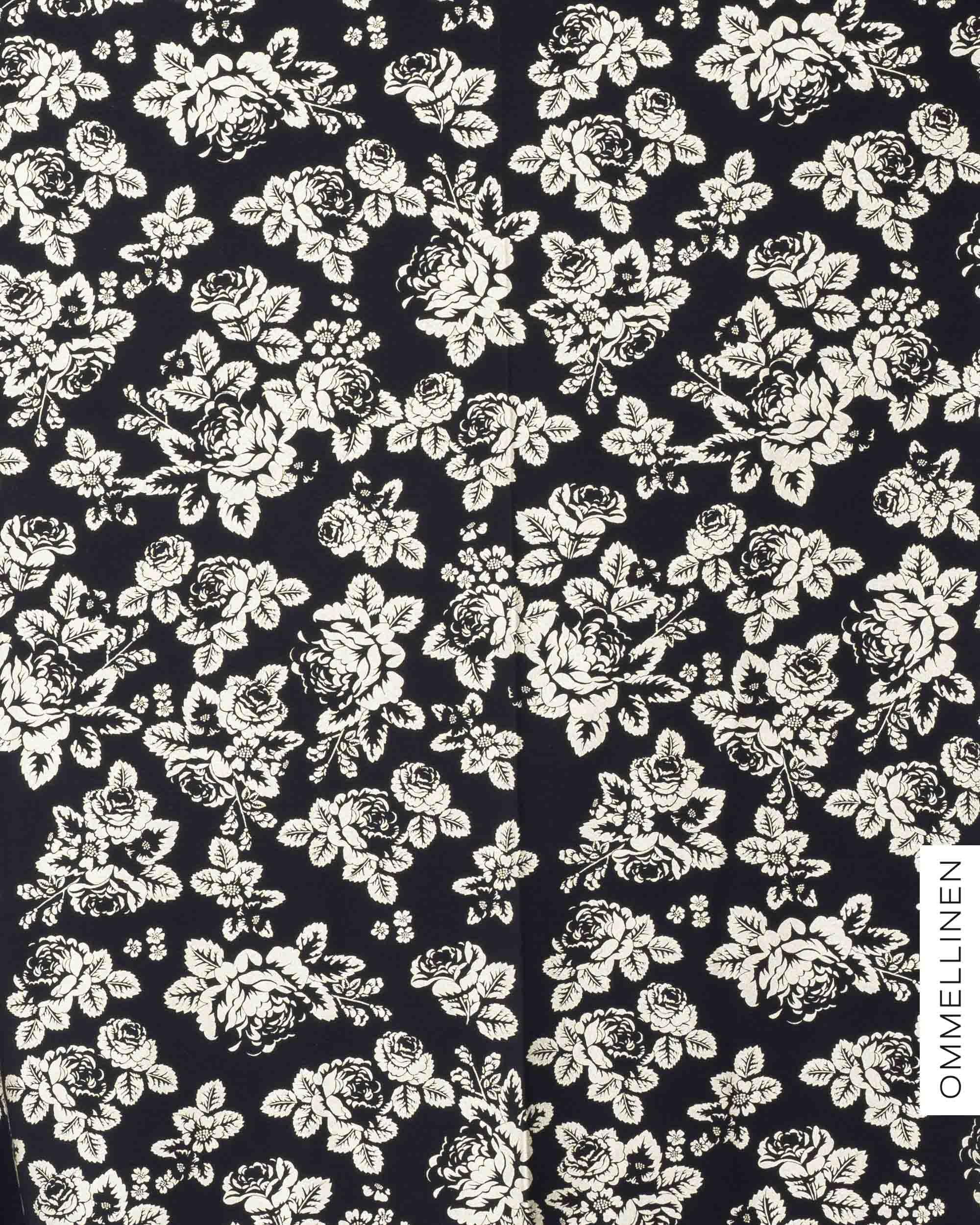 Glitter printed french terry - PRE-CUT, Babushka Roses - gold champagne