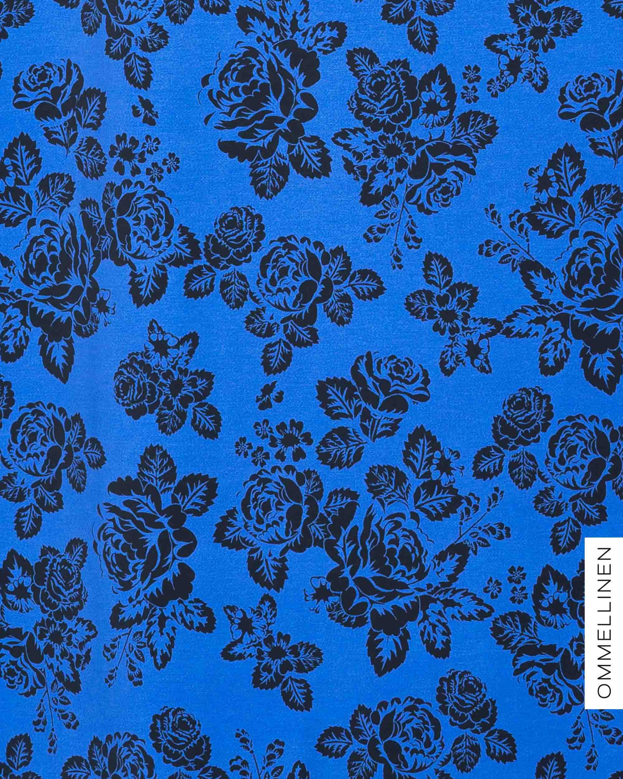 Jersey - PRE-CUT, Babushka Roses Lace - blue