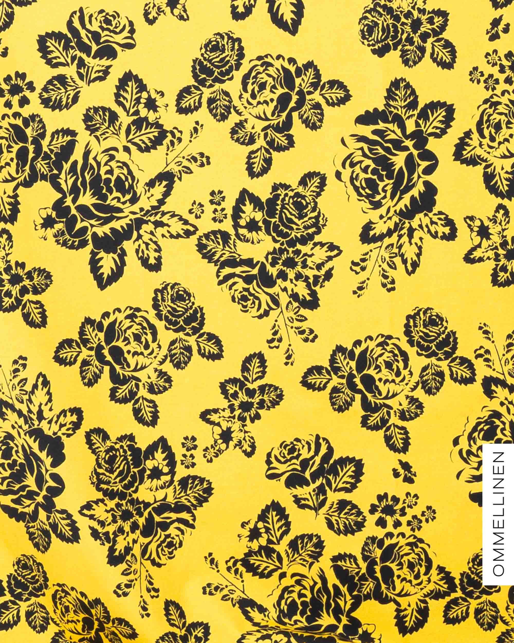 Jersey - PRE-CUT, Babushka Roses Lace - yellow