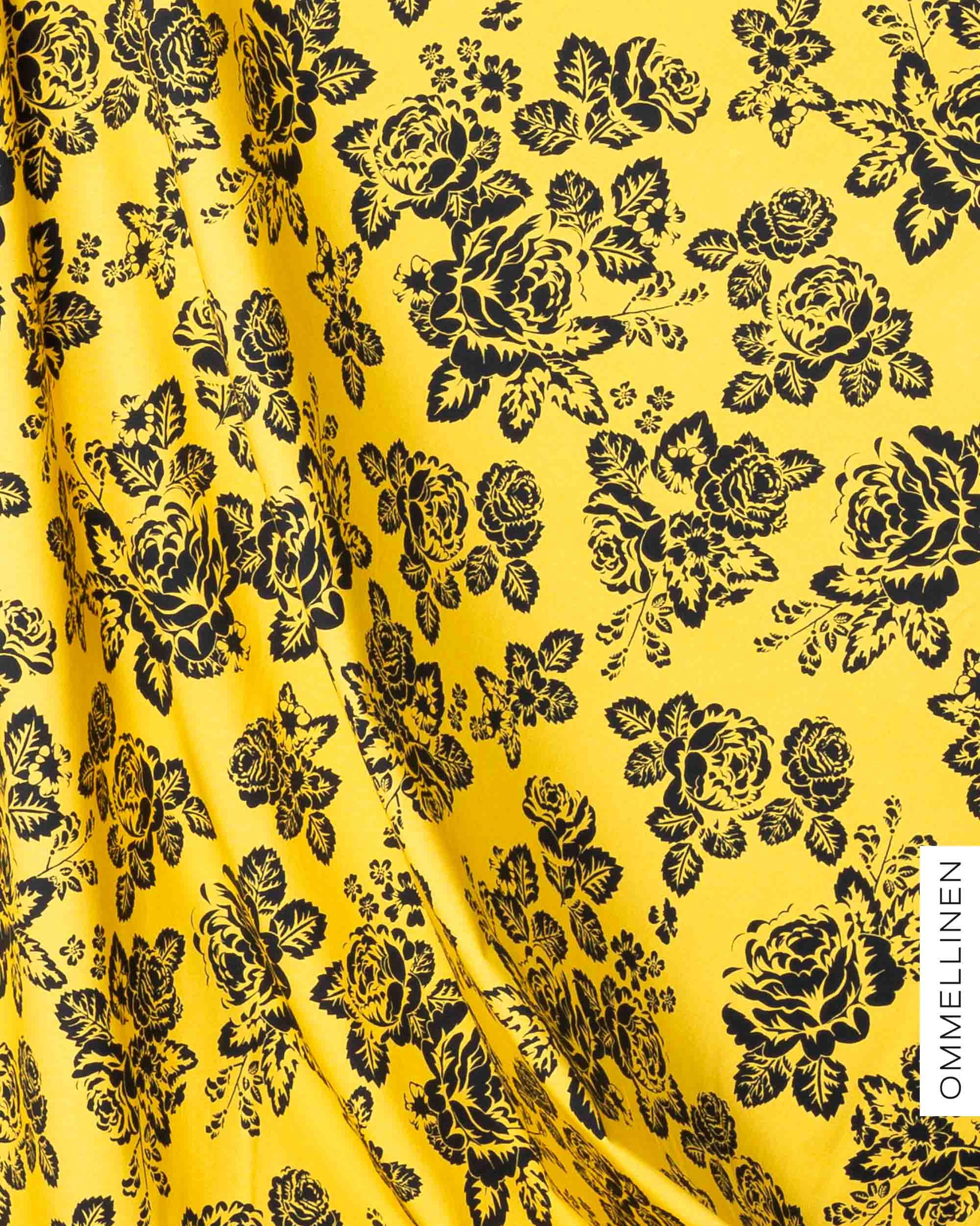 Jersey - PRE-CUT, Babushka Roses Lace - yellow