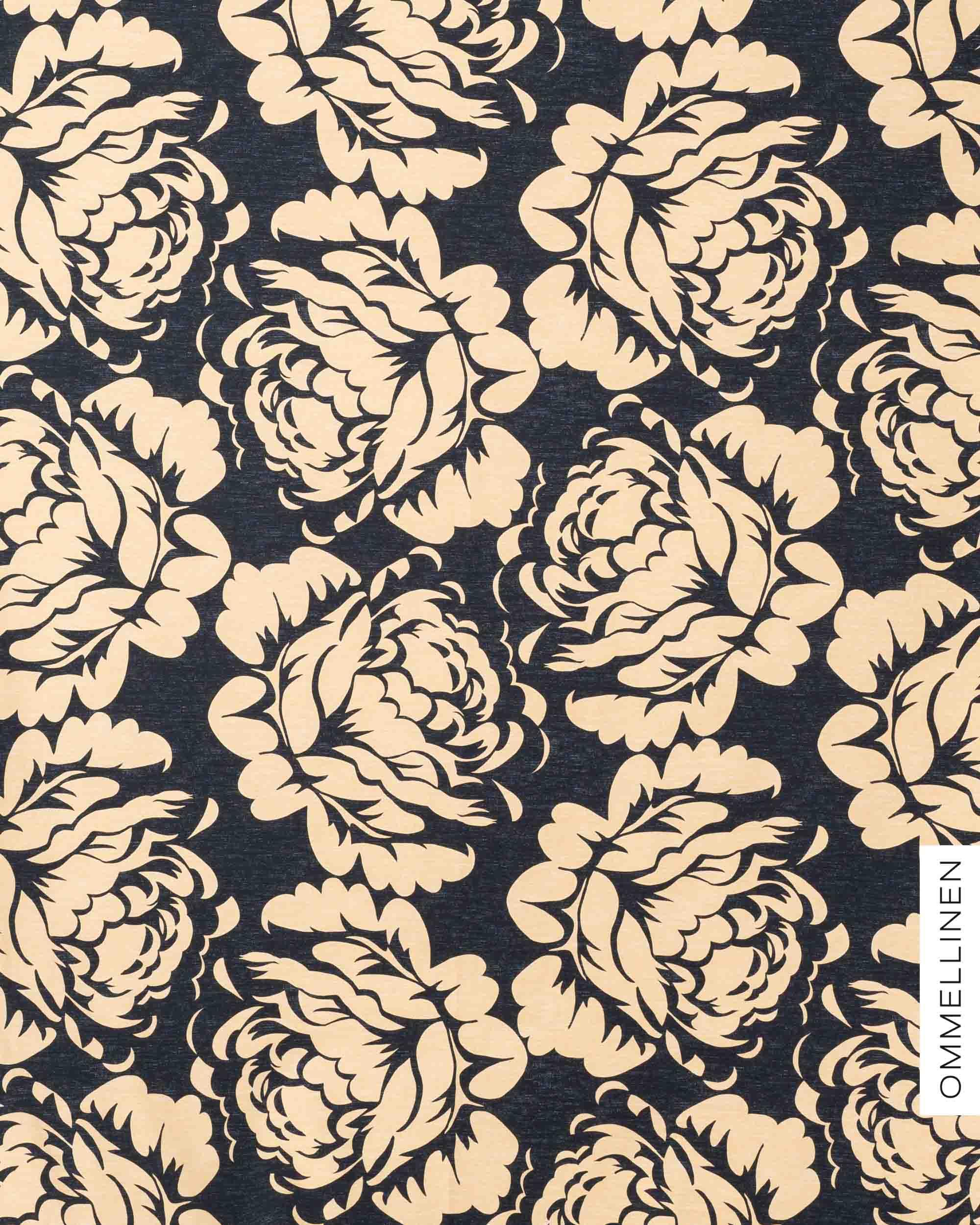 Jersey - PRE-CUT, Babushka Roses Giant - black/sand