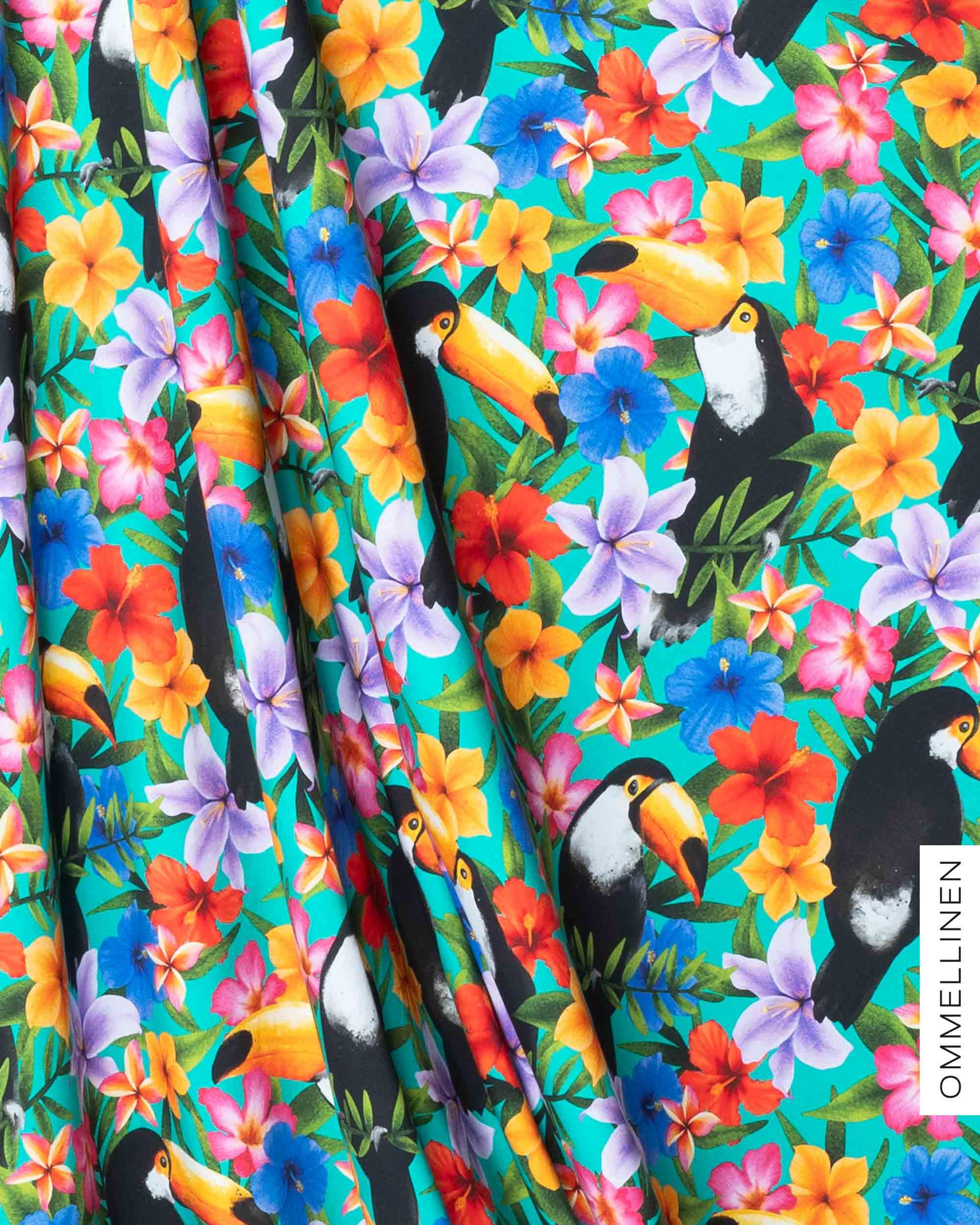 Jersey - PRE-CUT, Tropiikki - turquoise