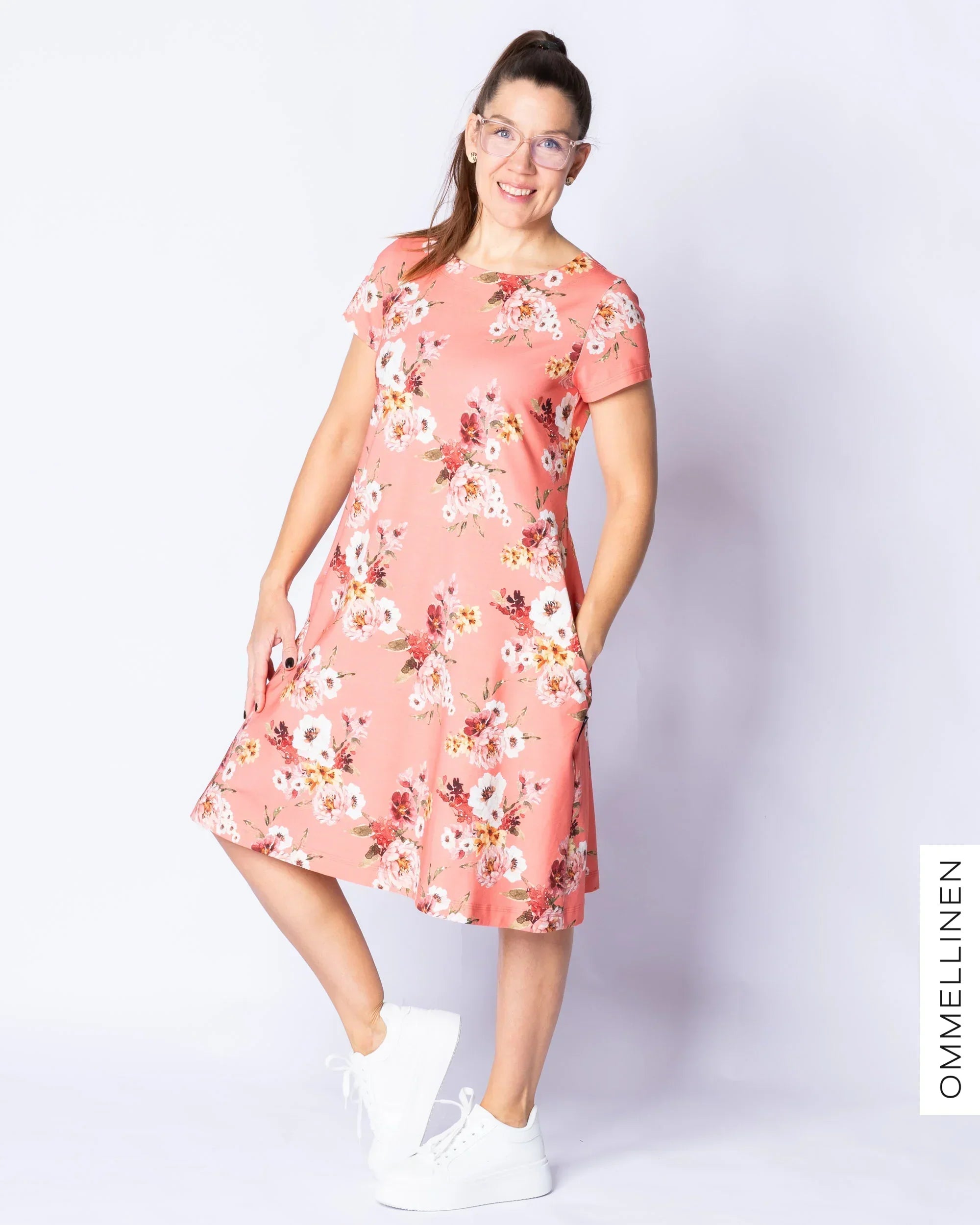 DRESS tunic - short sleeve, Vieno - coral