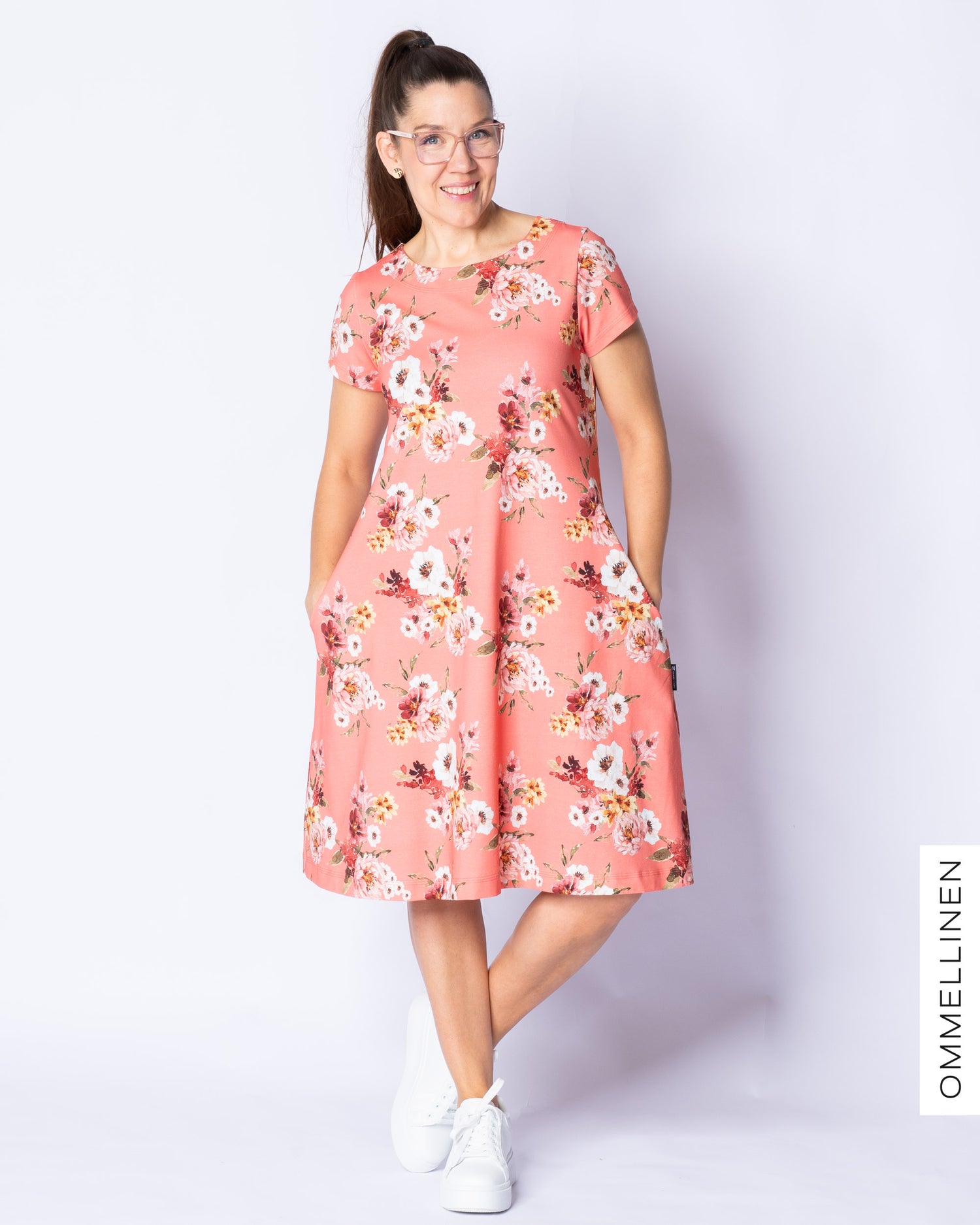 WHOOPS! DRESS tunic - short sleeve, Vieno - coral - M