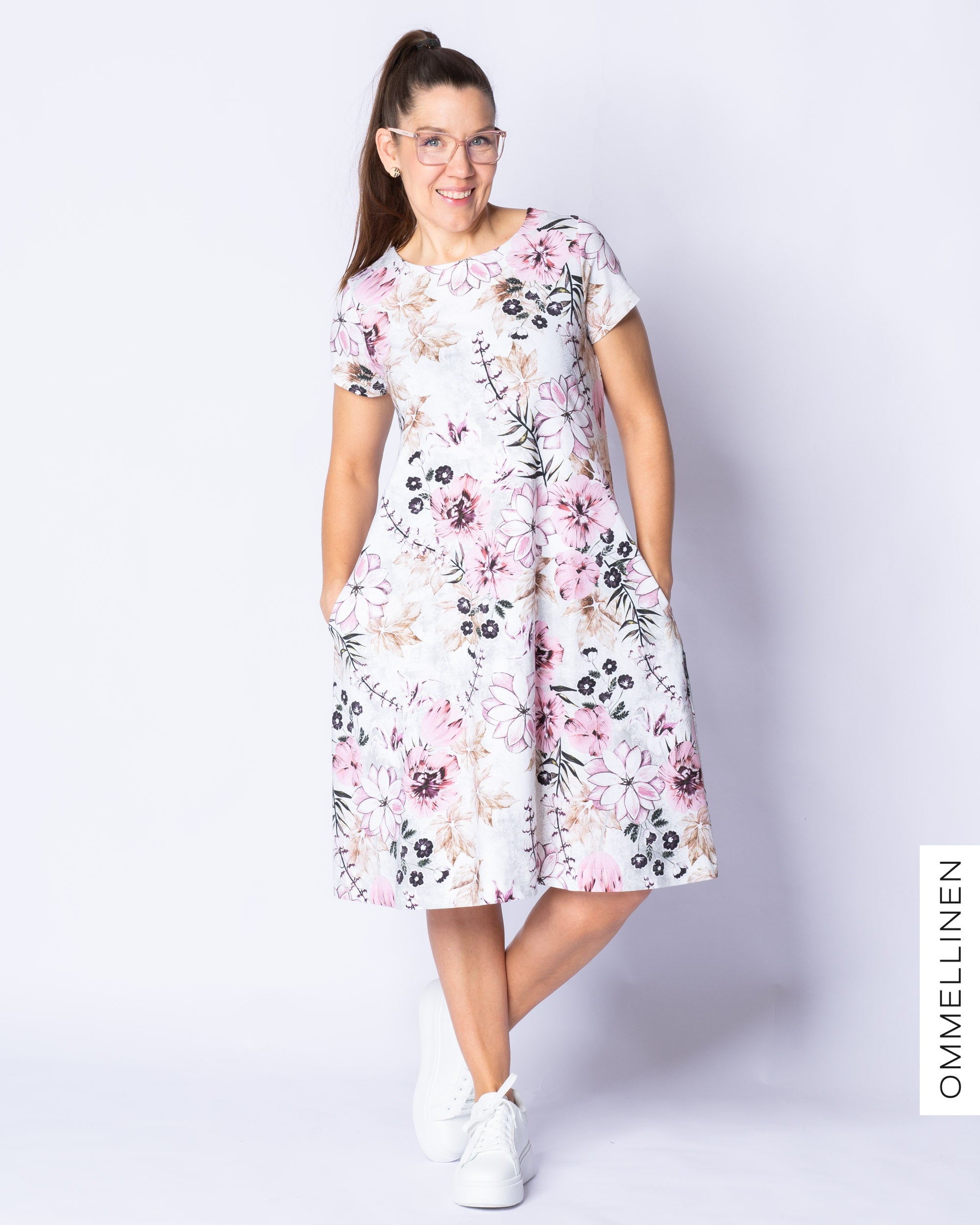 DRESS tunic - short sleeve, Tulppaanien tanssi - grey/rose