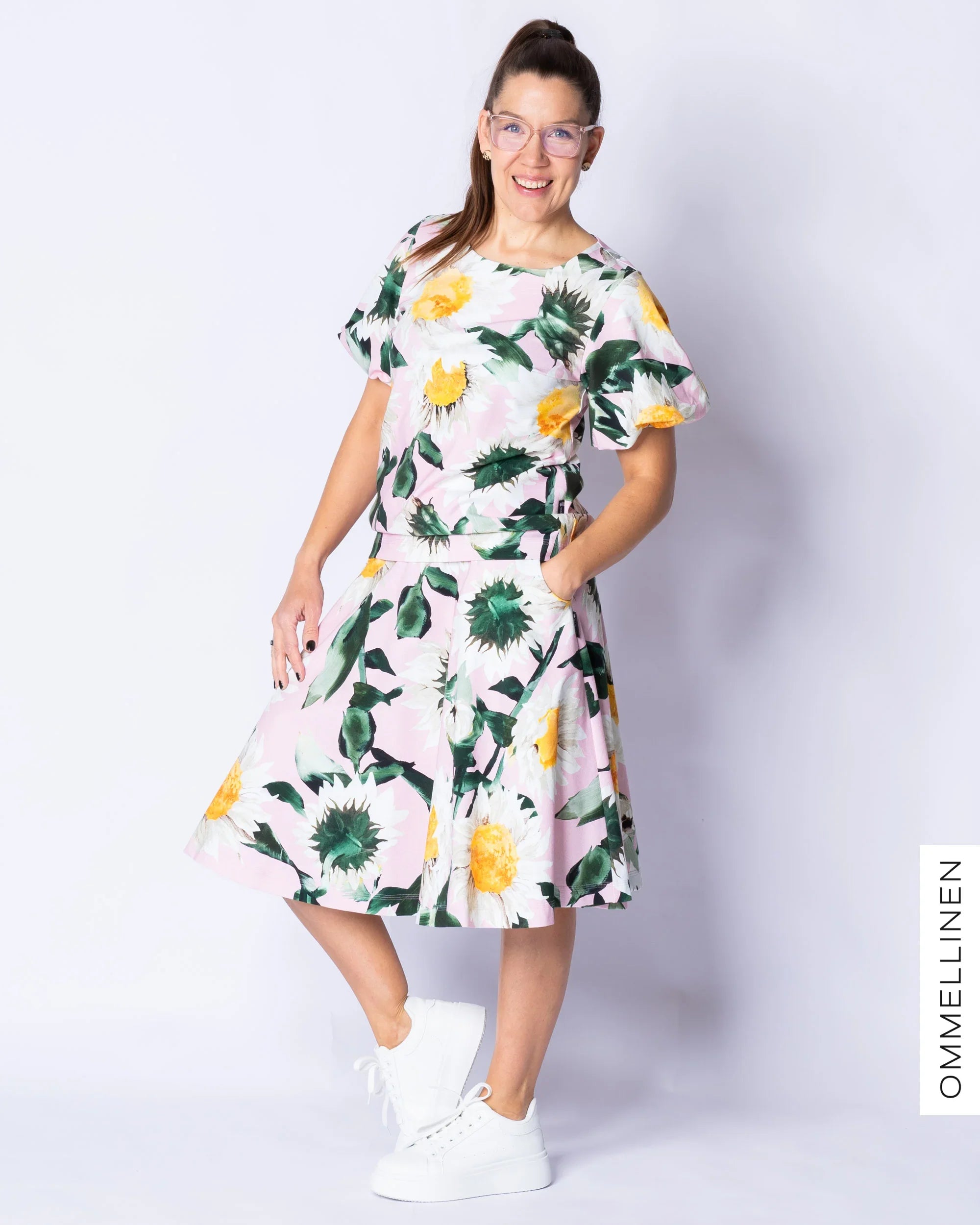 PUFFI t-shirt, Auringonkukka - light pink