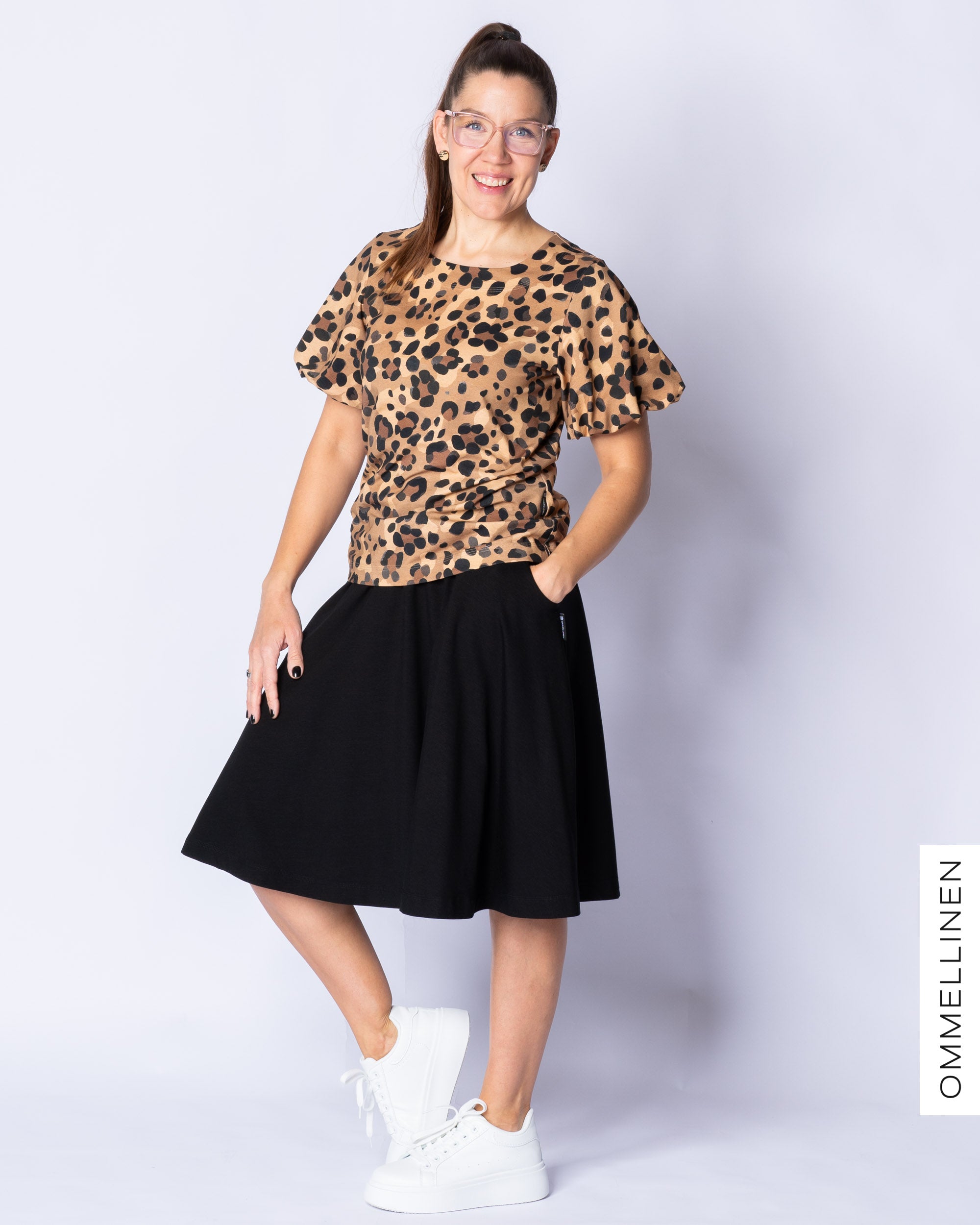 PUFFI t-shirt, Kukkaleopardi - brown