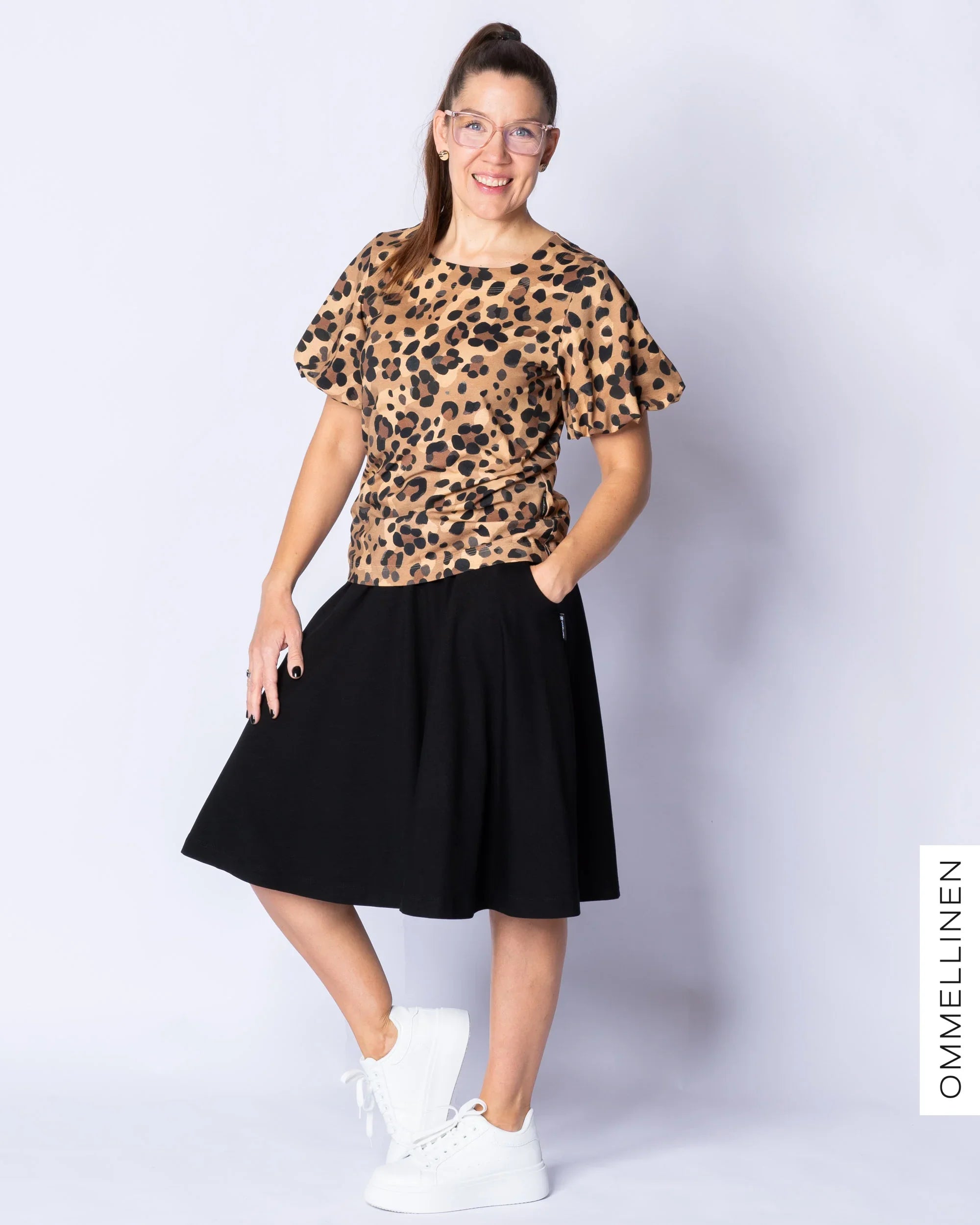 PUFFI t-shirt, Kukkaleopardi - brown