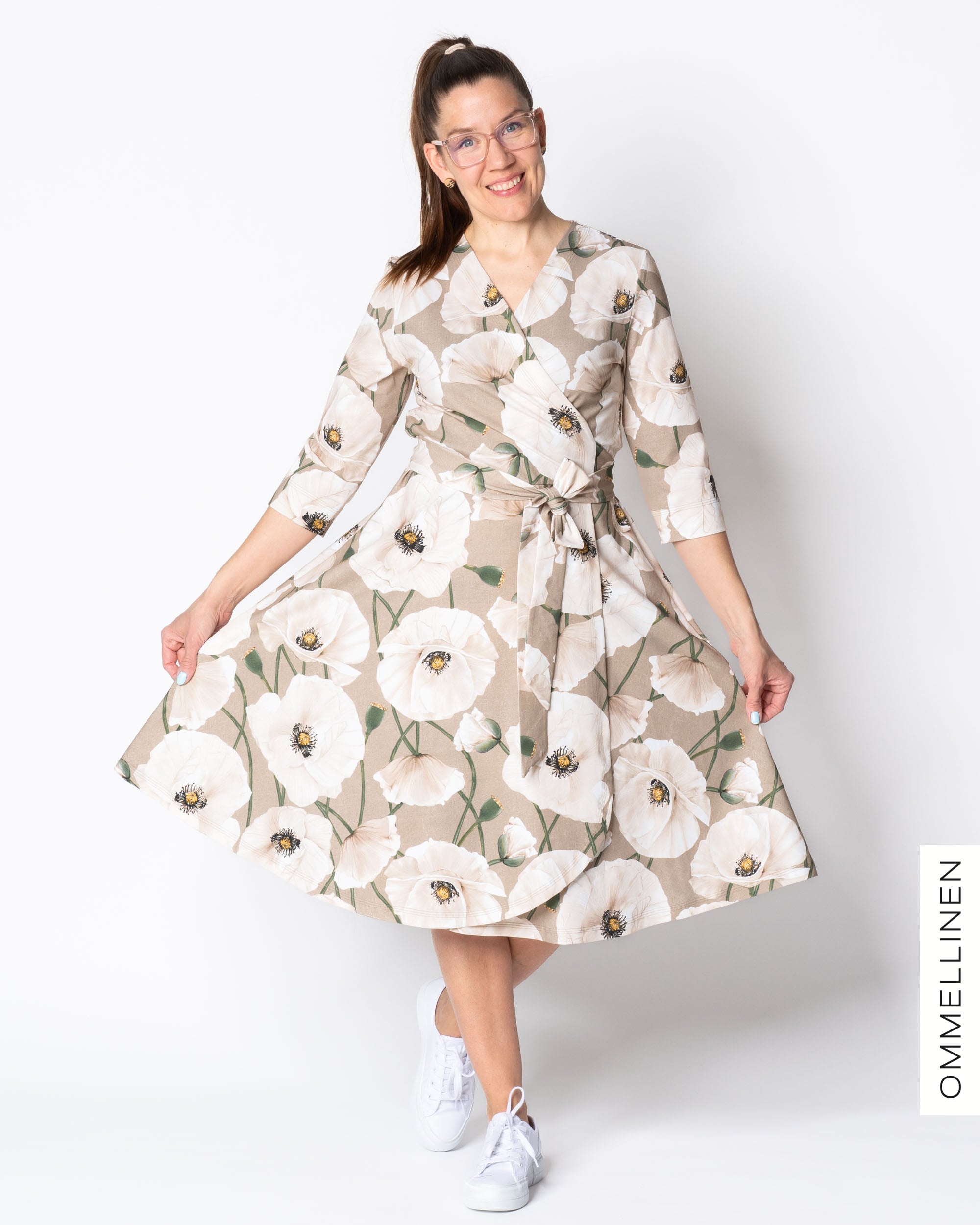 WRAP dress, Yökukka - sand/off-white