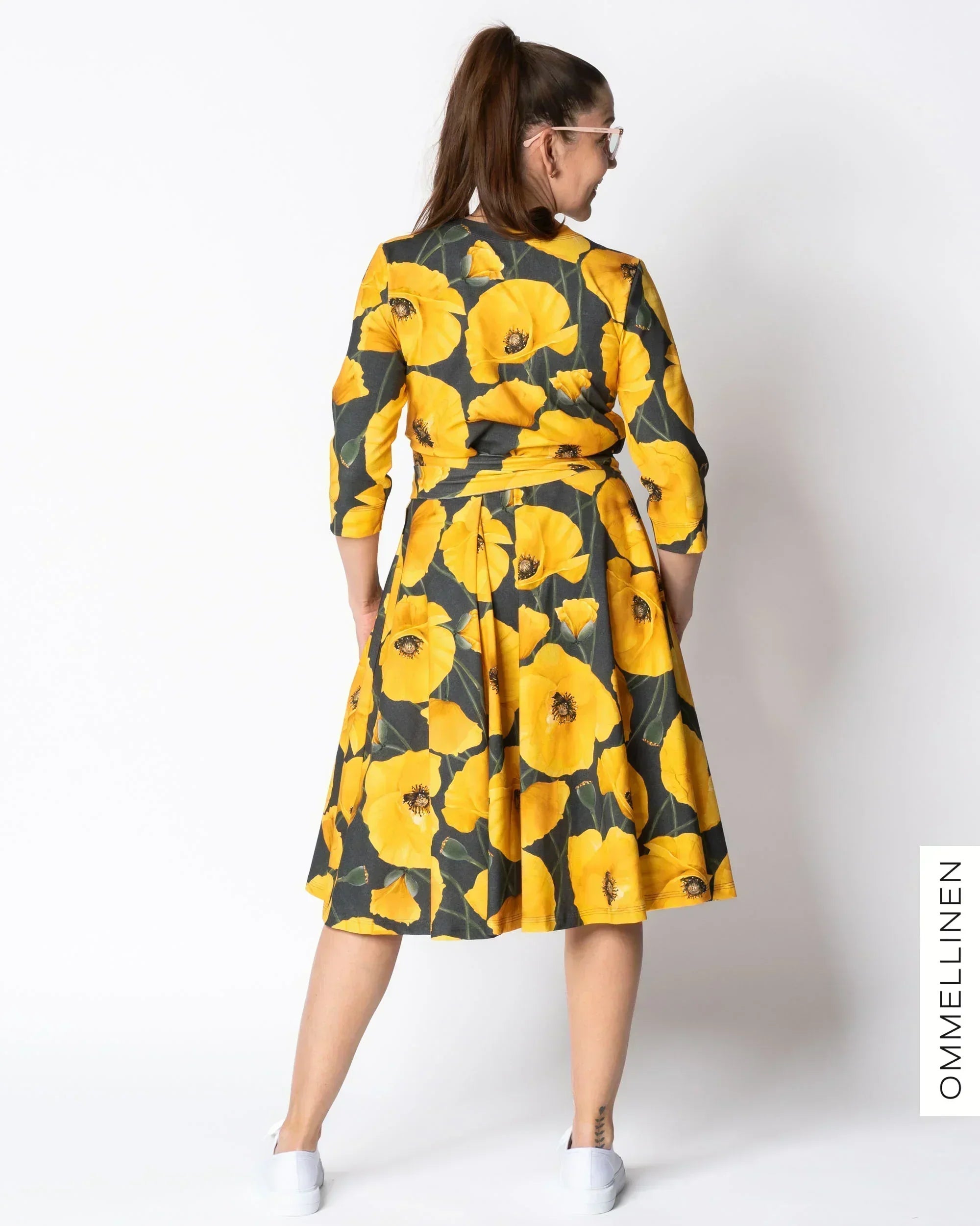 WRAP dress, Yökukka - grey/yellow
