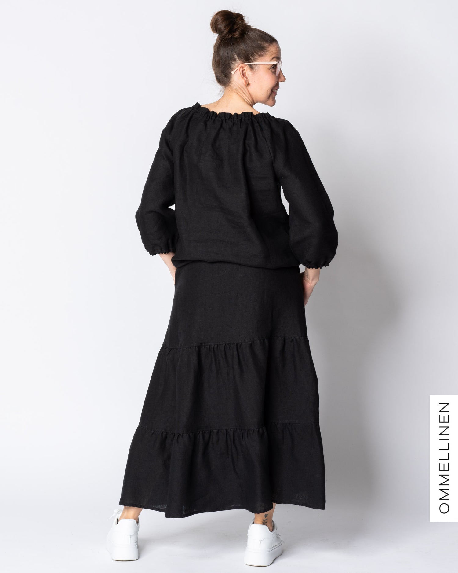 WHOOPS! LINEN skirt, black - XL