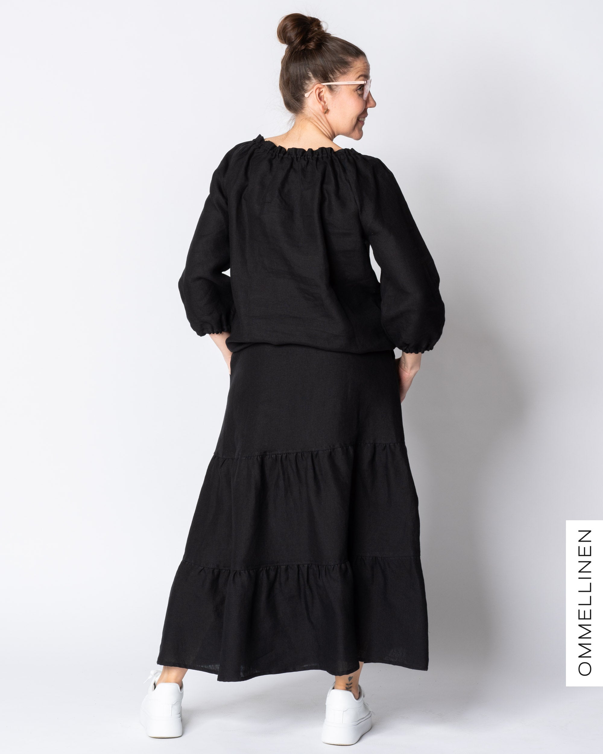 WHOOPS! LINEN skirt, black - XL