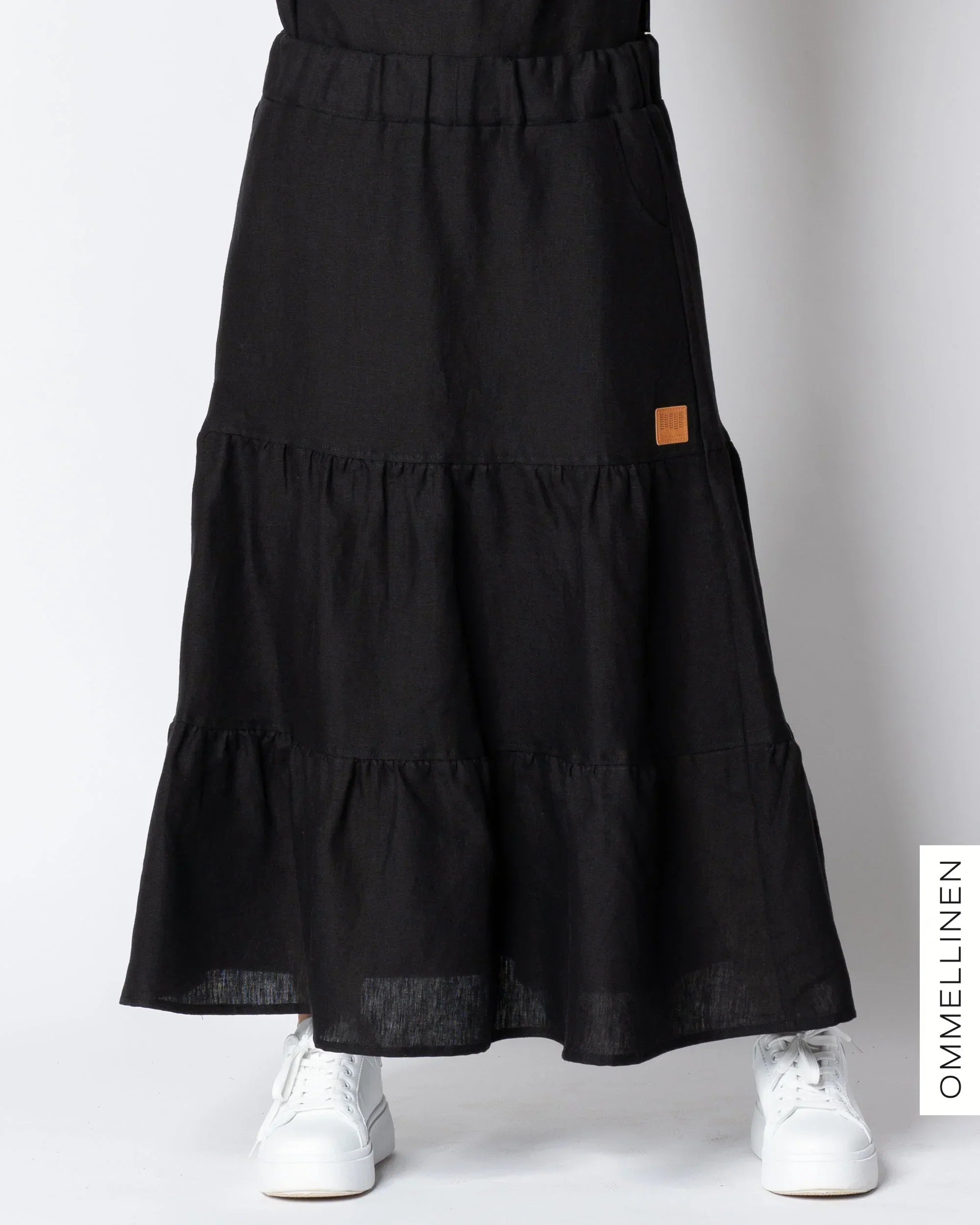LINEN skirt, black