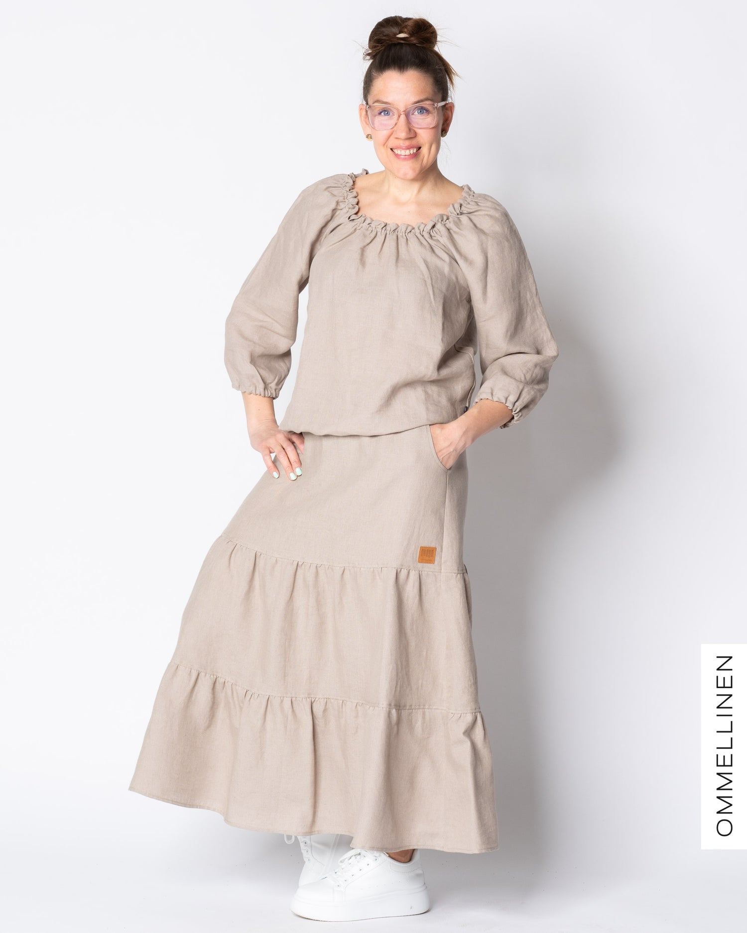 LINEN skirt, sand