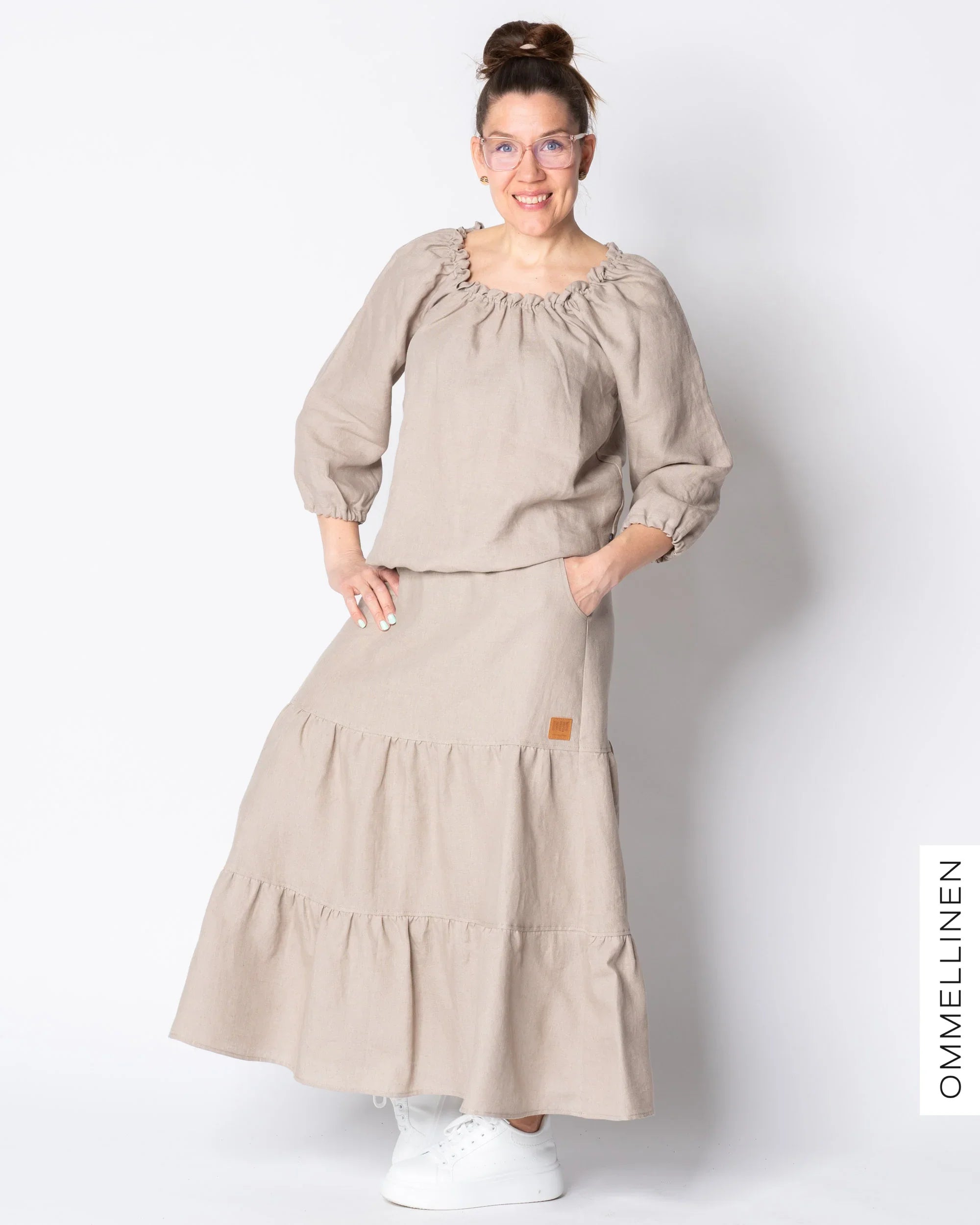 LINEN skirt, sand