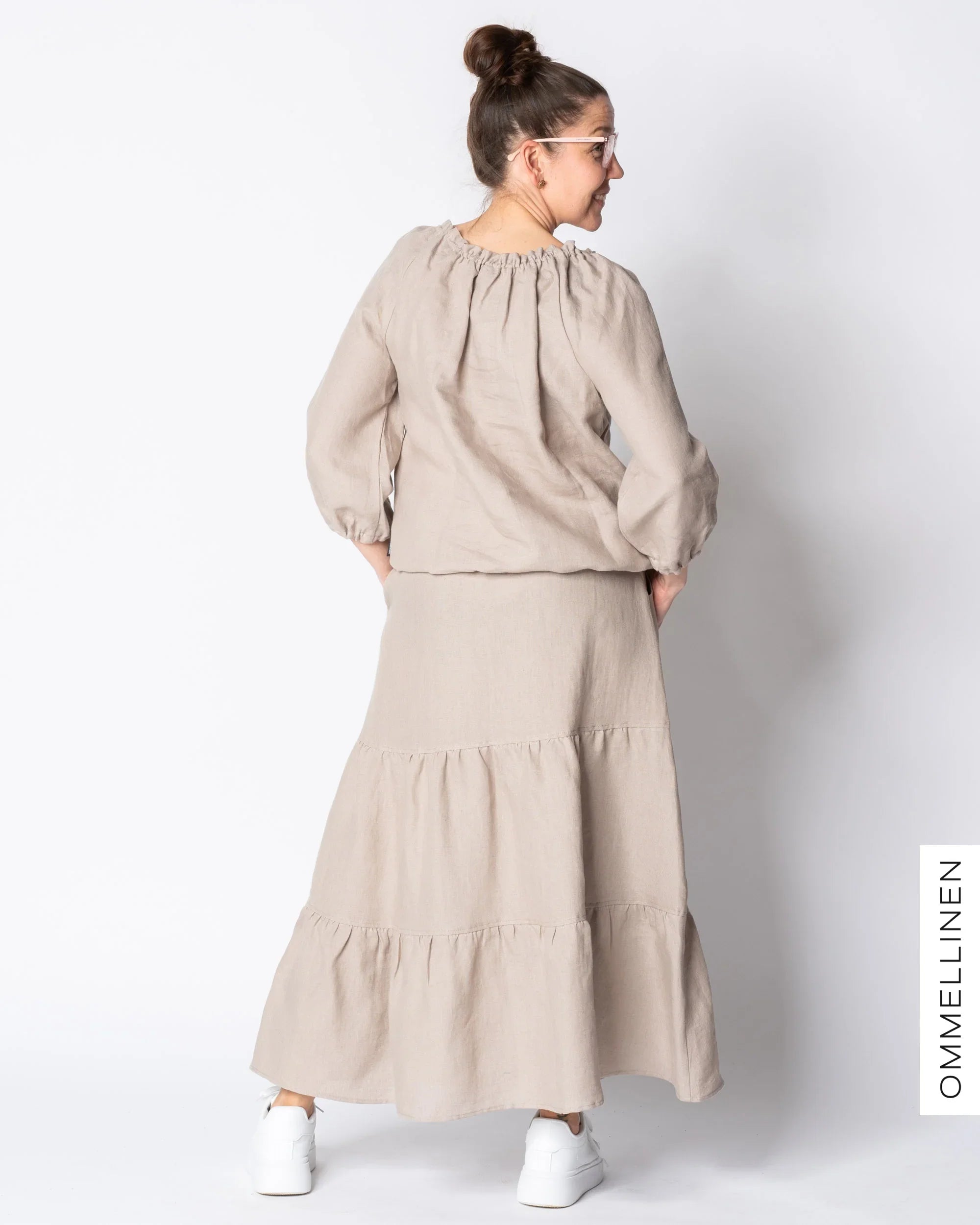 LINEN skirt, sand