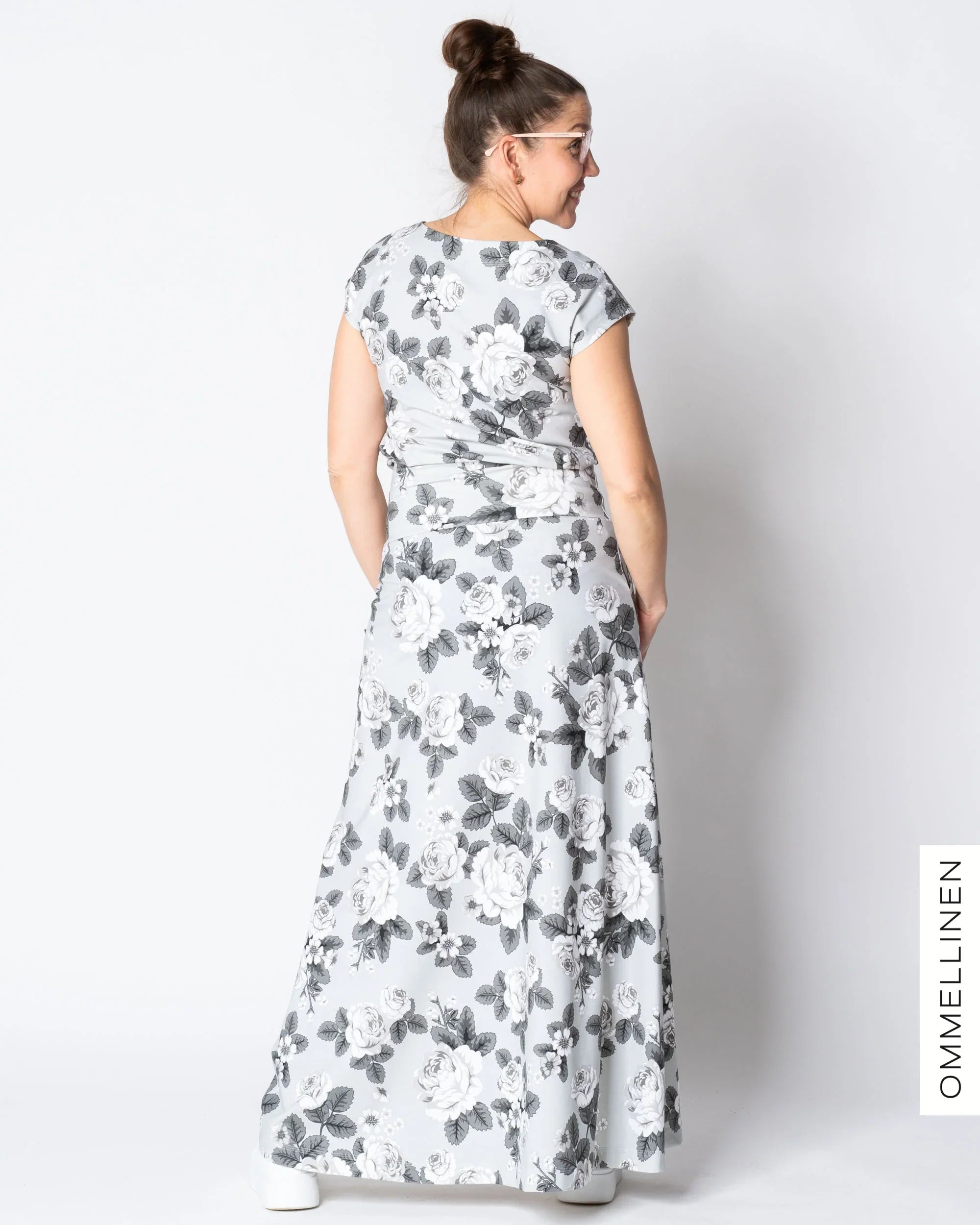 MAXI skirt, Babushka Roses - grey, slight II-quality