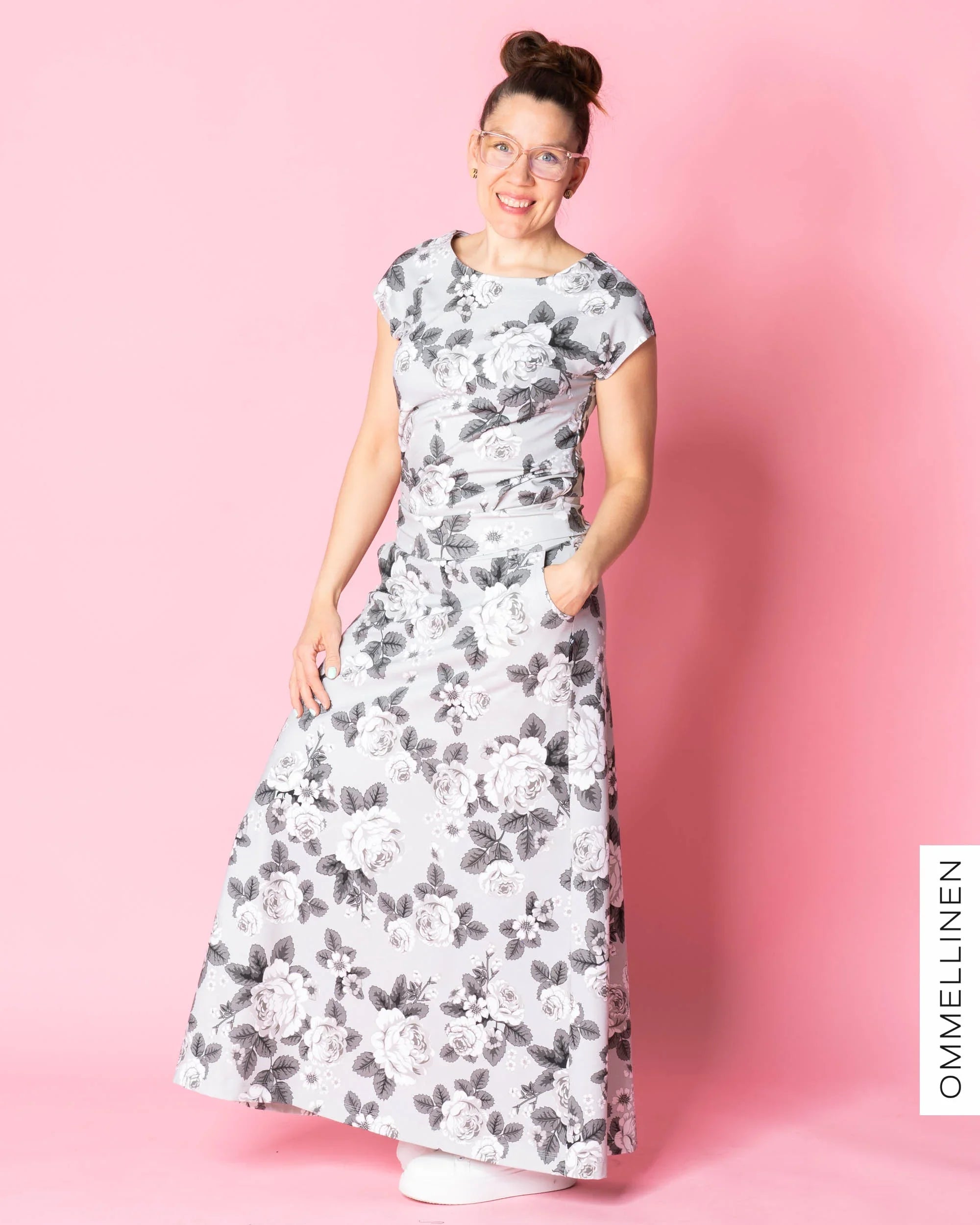 MAXI skirt, Babushka Roses - grey, slight II-quality