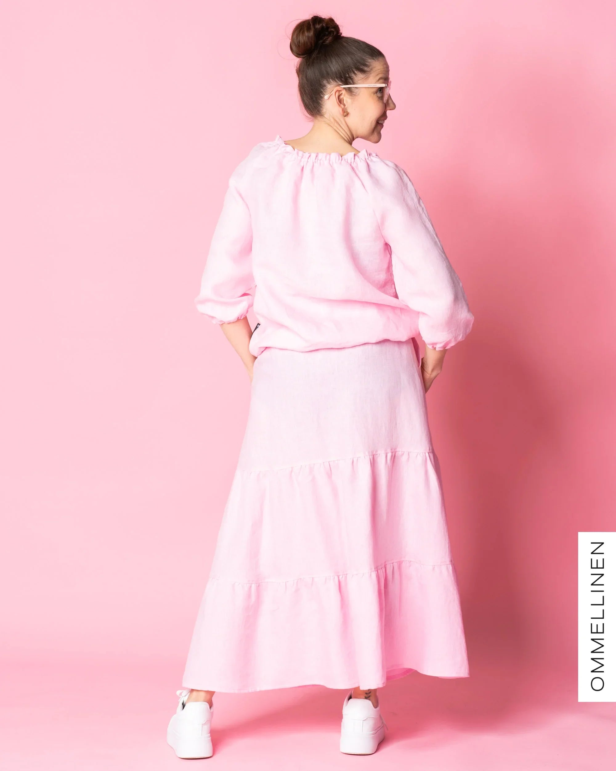 LINEN skirt, light pink