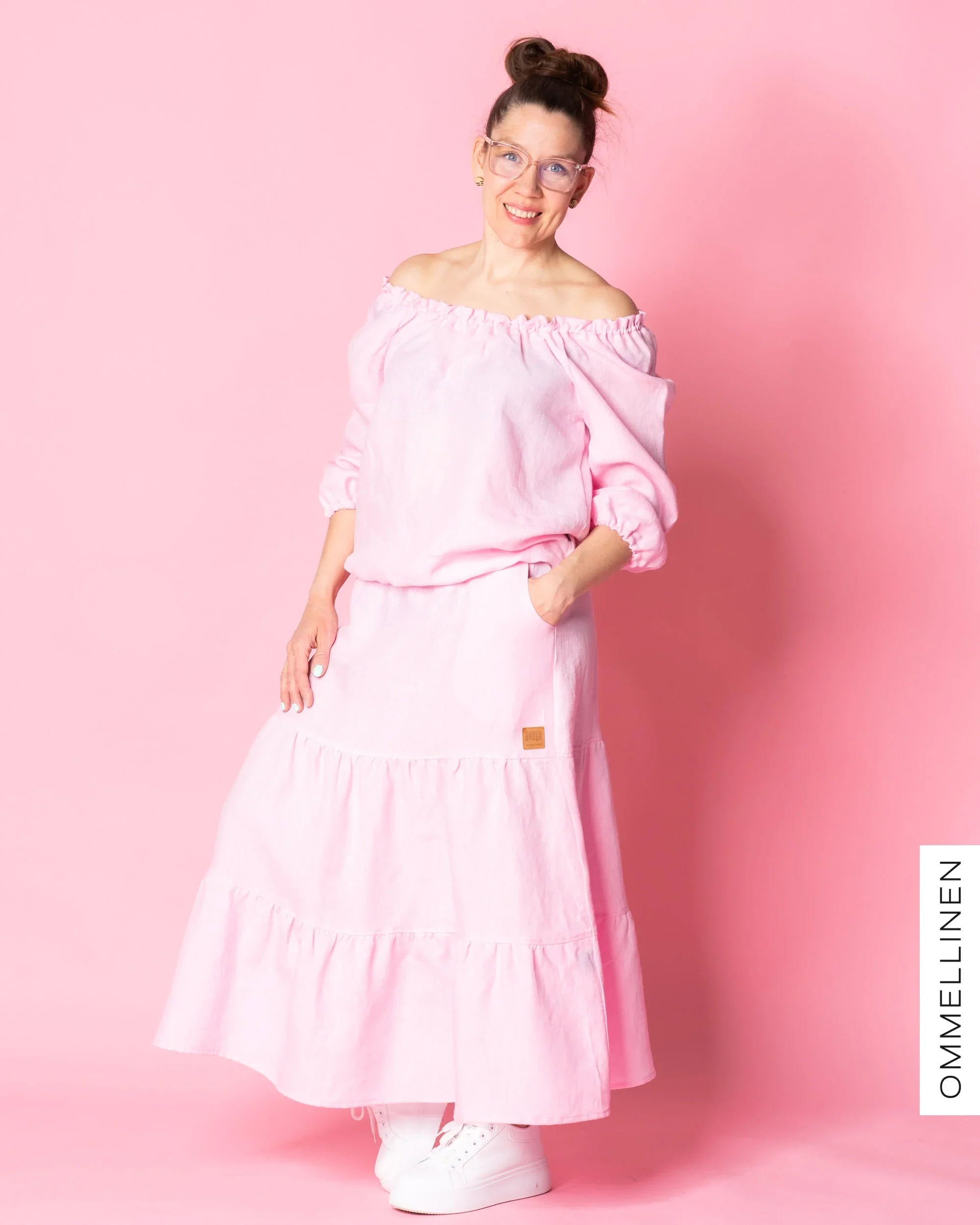 LINEN skirt, light pink