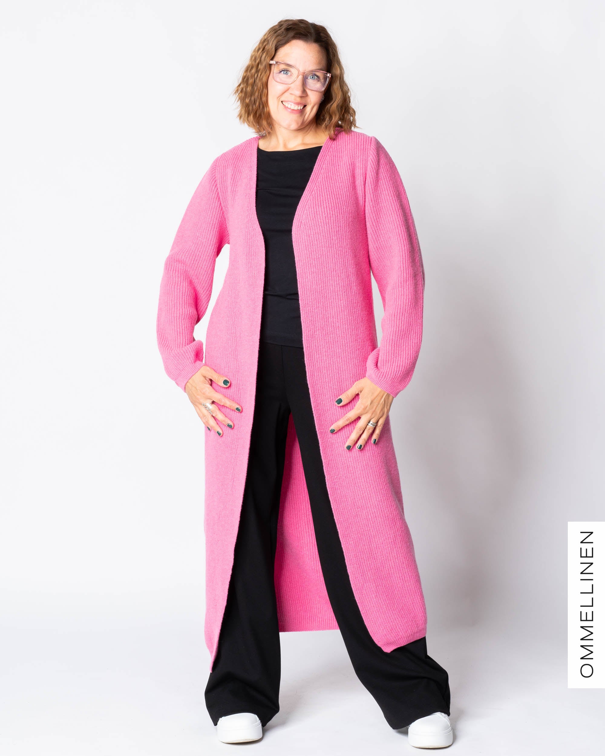MAXI cardigan - merino wool, rasberry
