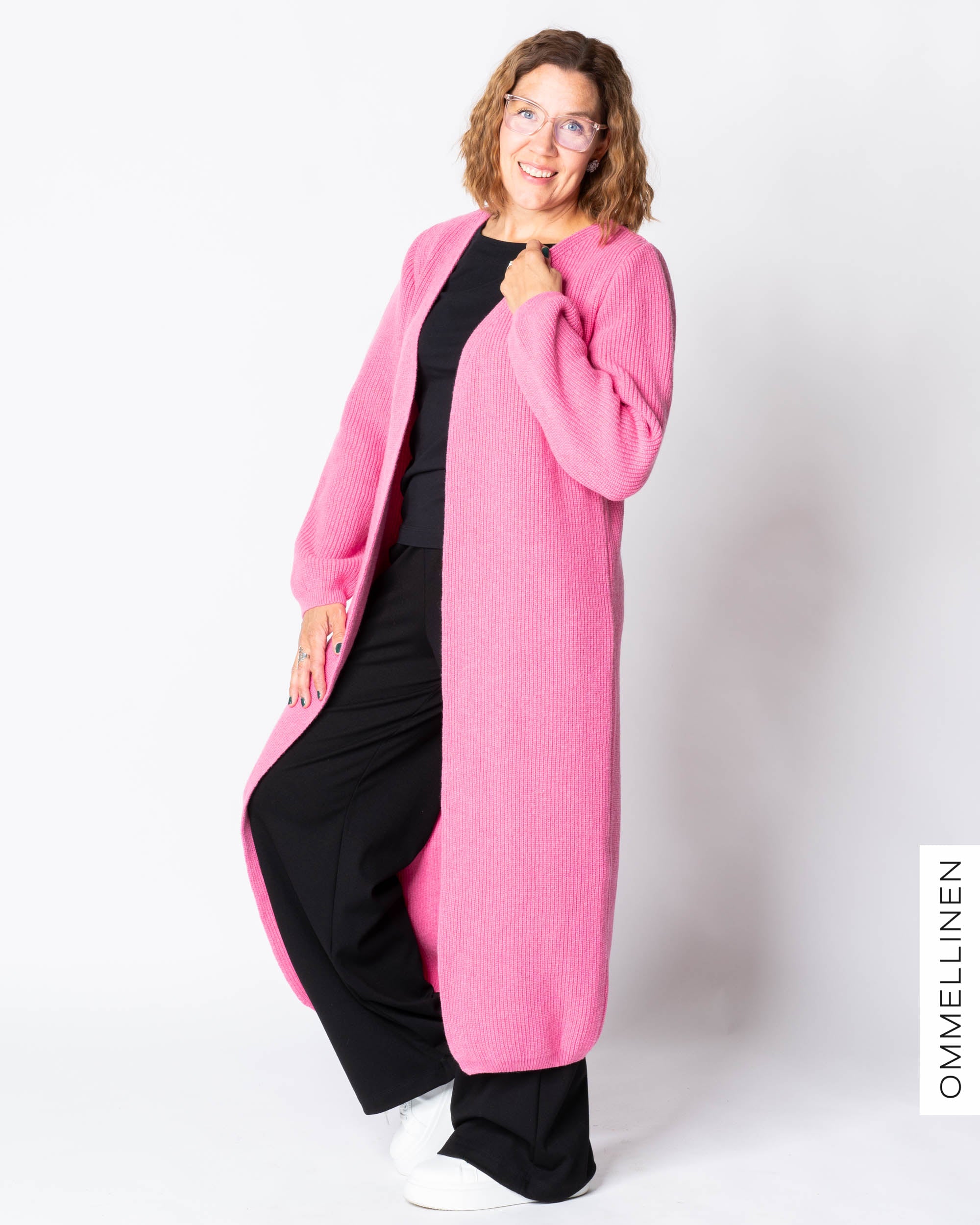 MAXI cardigan - merino wool, rasberry