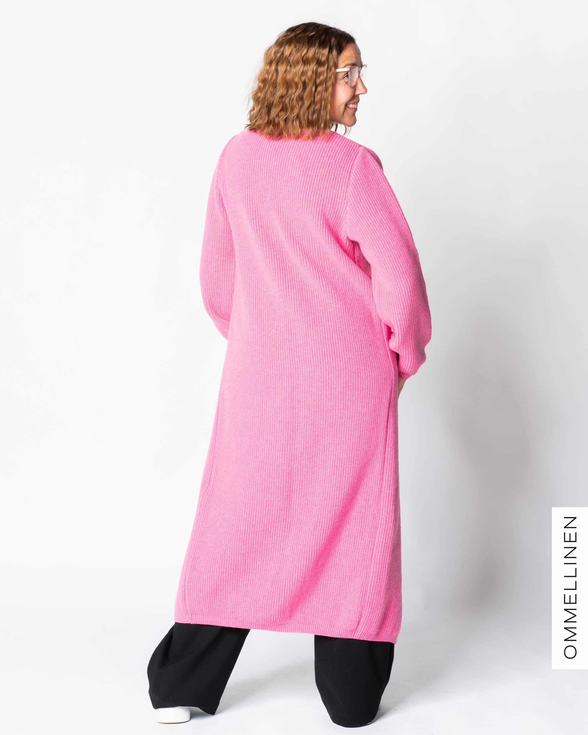 MAXI cardigan - merino wool, rasberry