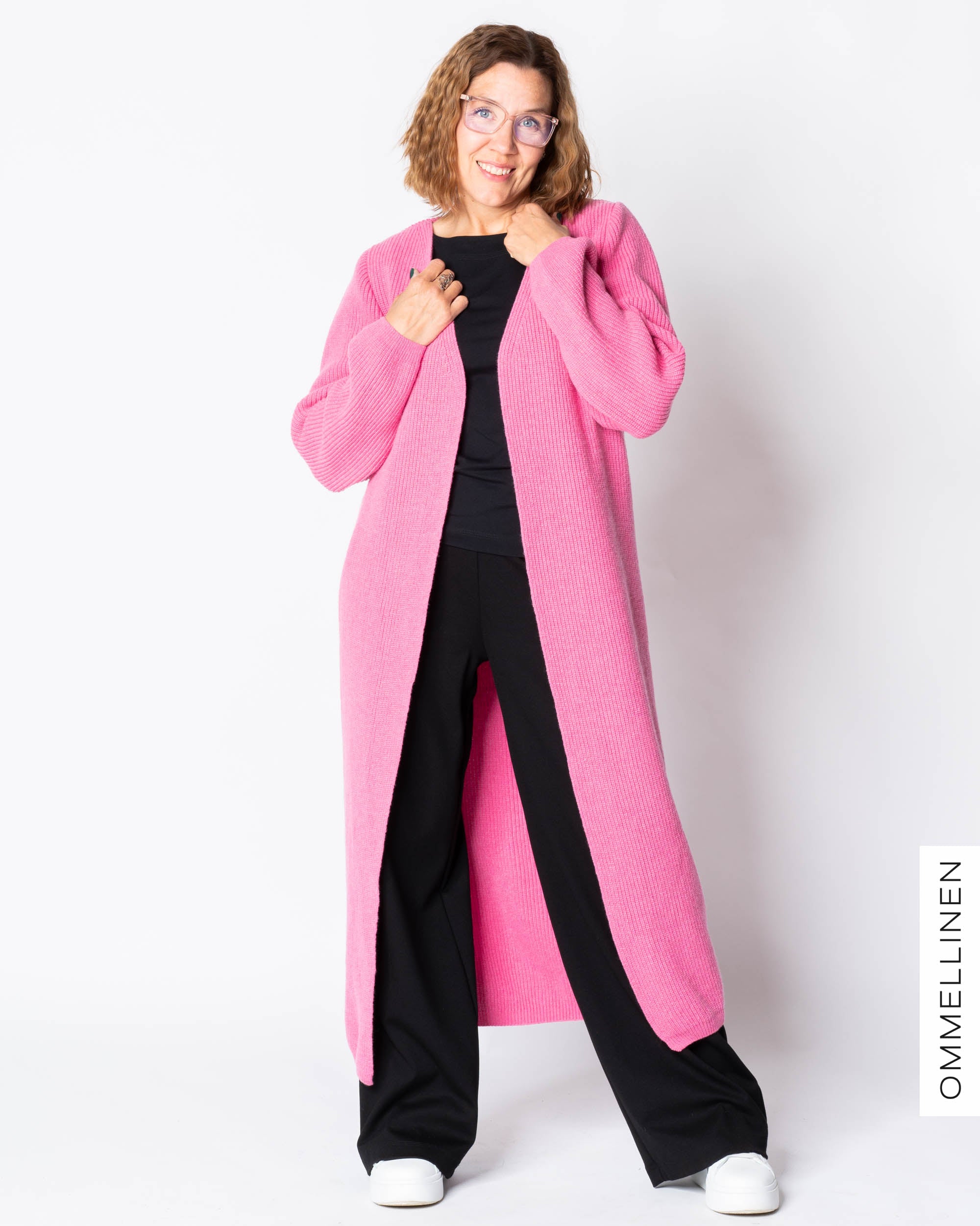 MAXI cardigan - merino wool, rasberry