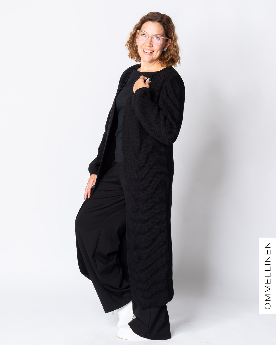 MAXI cardigan - merino wool, black