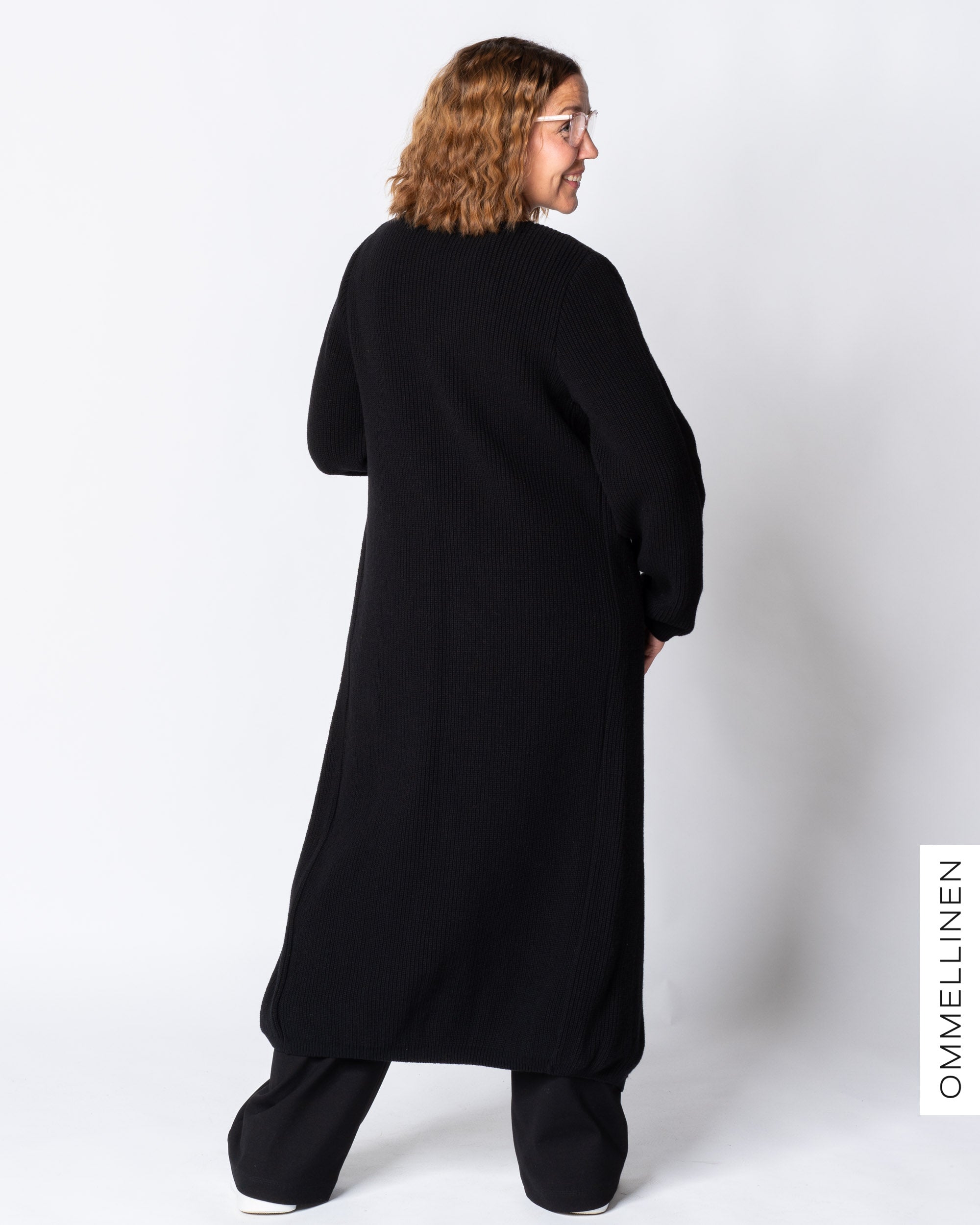 MAXI cardigan - merino wool, black