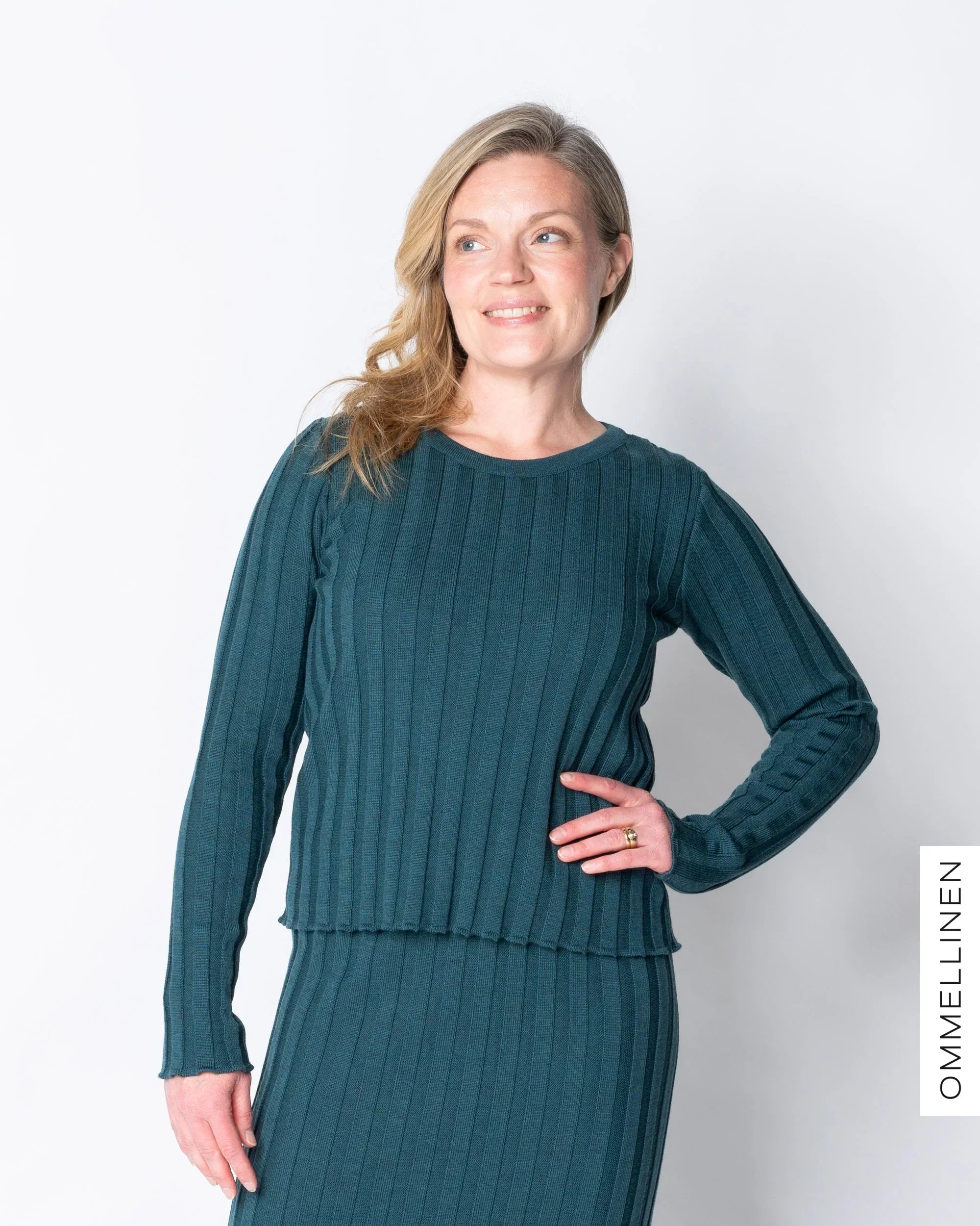 RIBBI shirt - merino wool, petrol