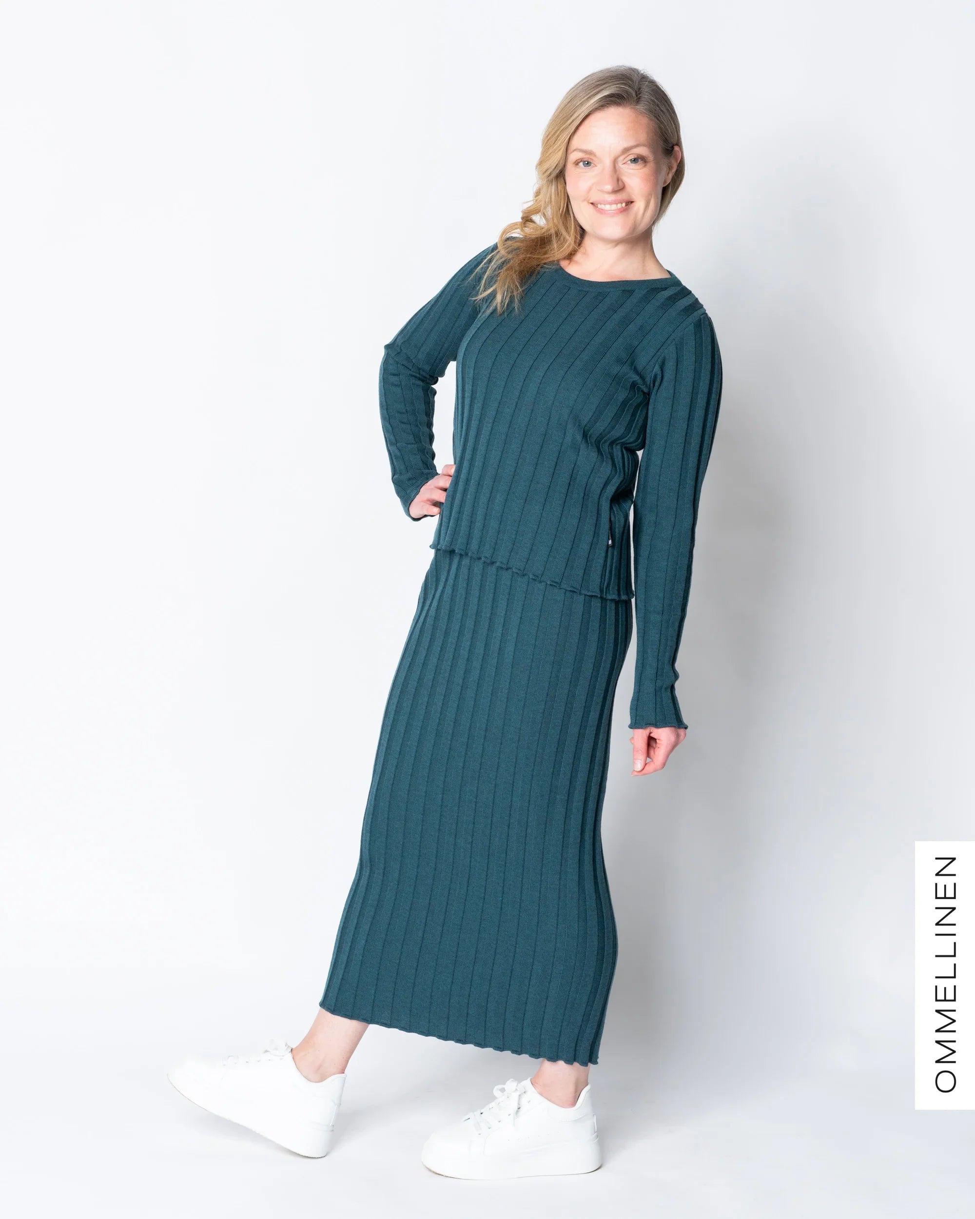 RIBBI skirt - merino wool, petrol