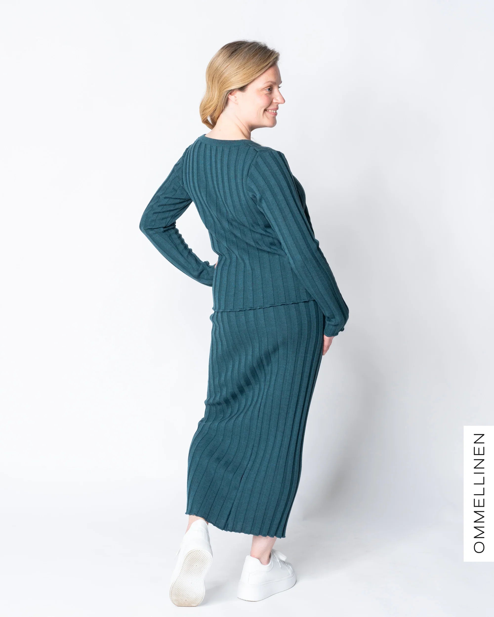 RIBBI skirt - merino wool, petrol