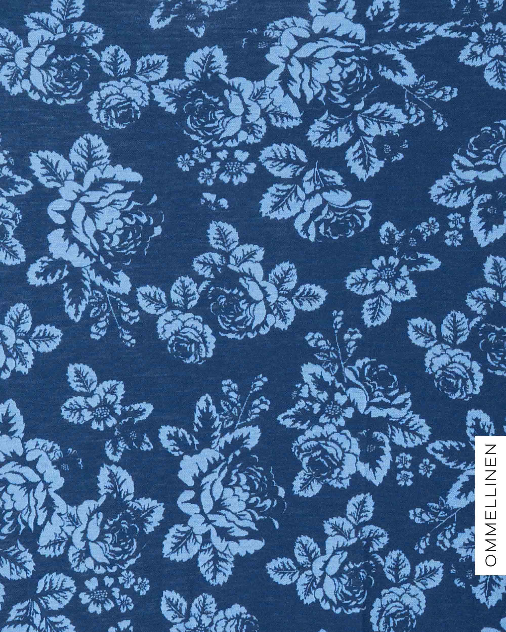 Merino wool, Babushka Roses - blue