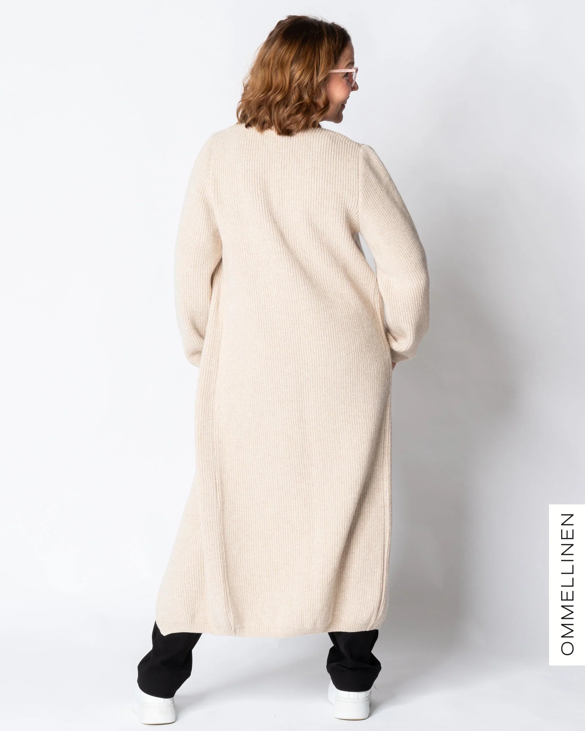 MAXI cardigan - merino wool, light sand