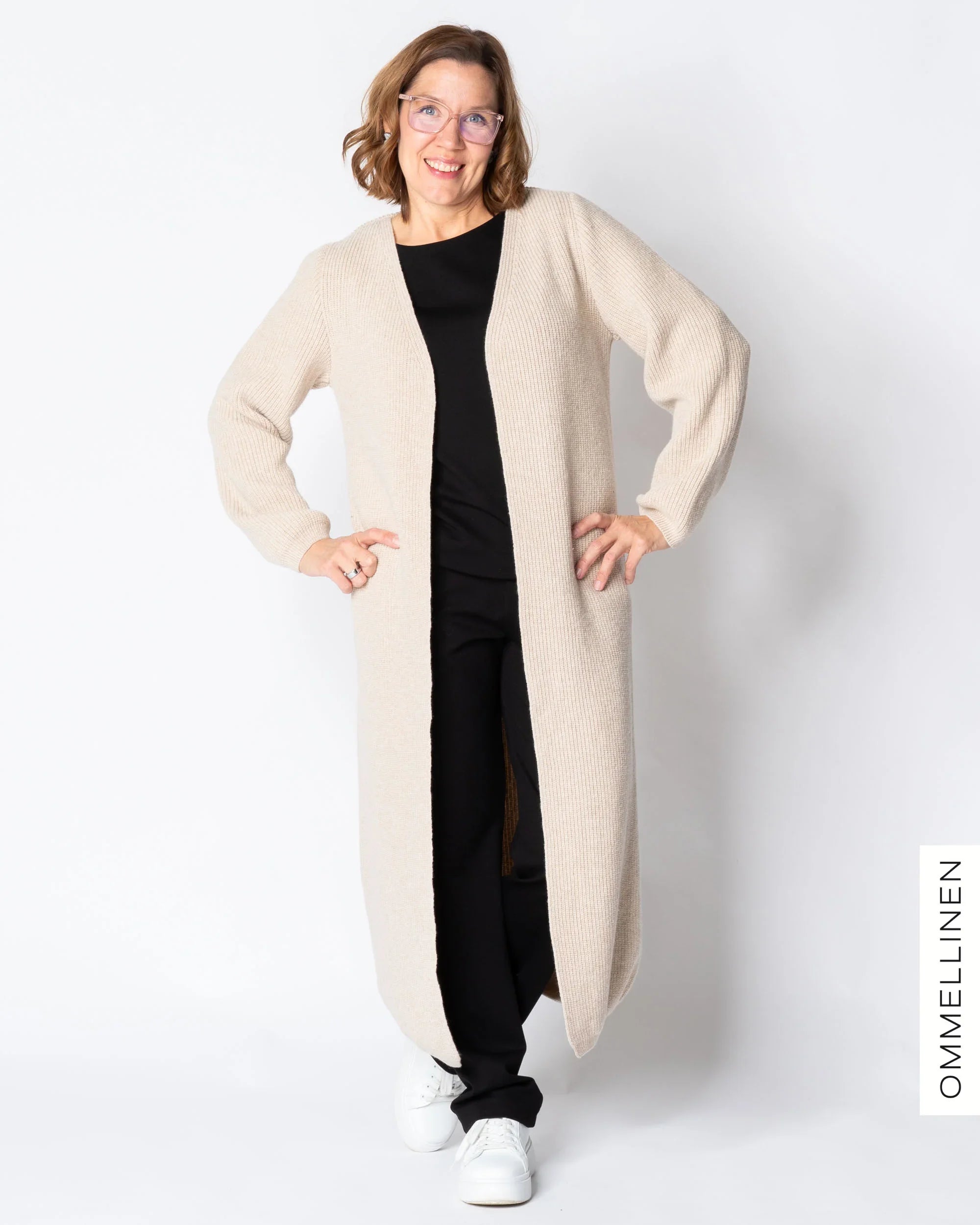 MAXI cardigan - merino wool, light sand