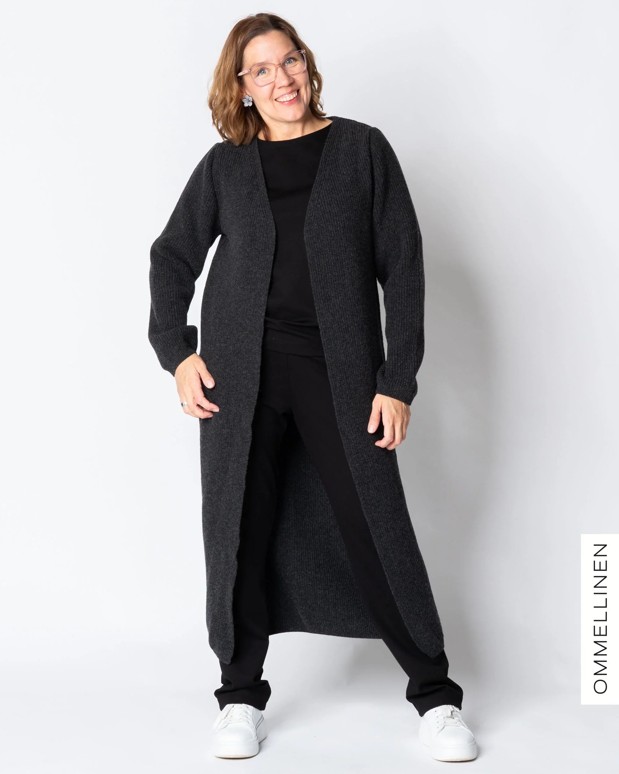 MAXI cardigan - merino wool, dark grey