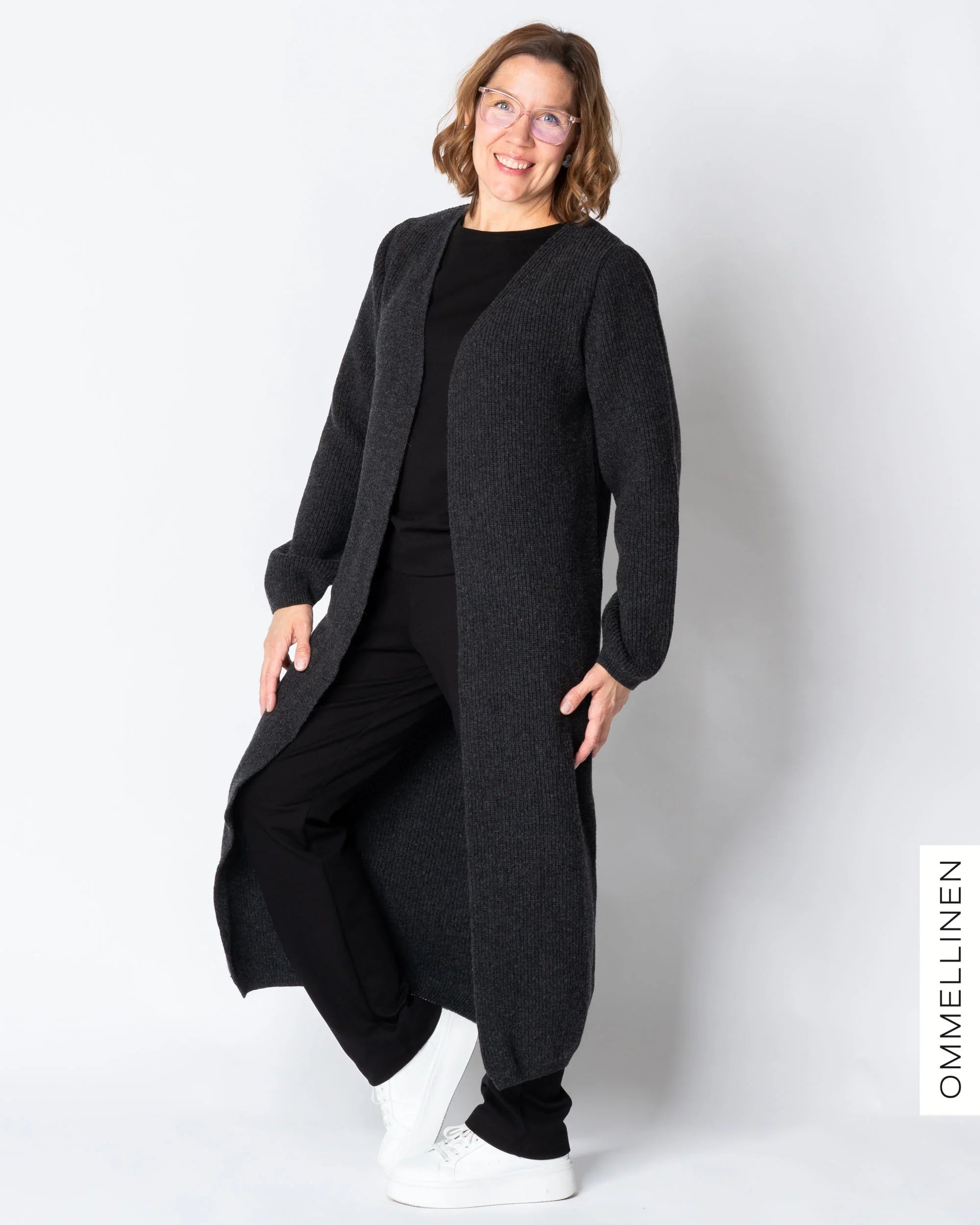 MAXI cardigan - merino wool, dark grey