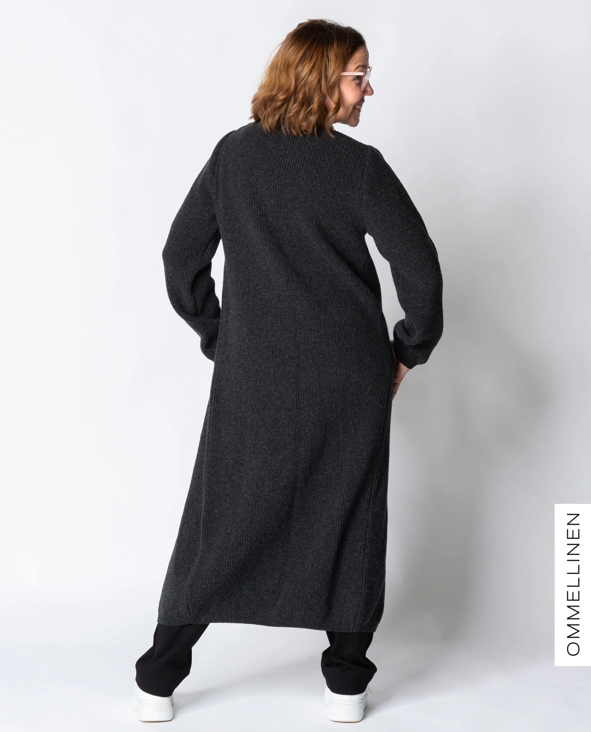 MAXI cardigan - merino wool, dark grey