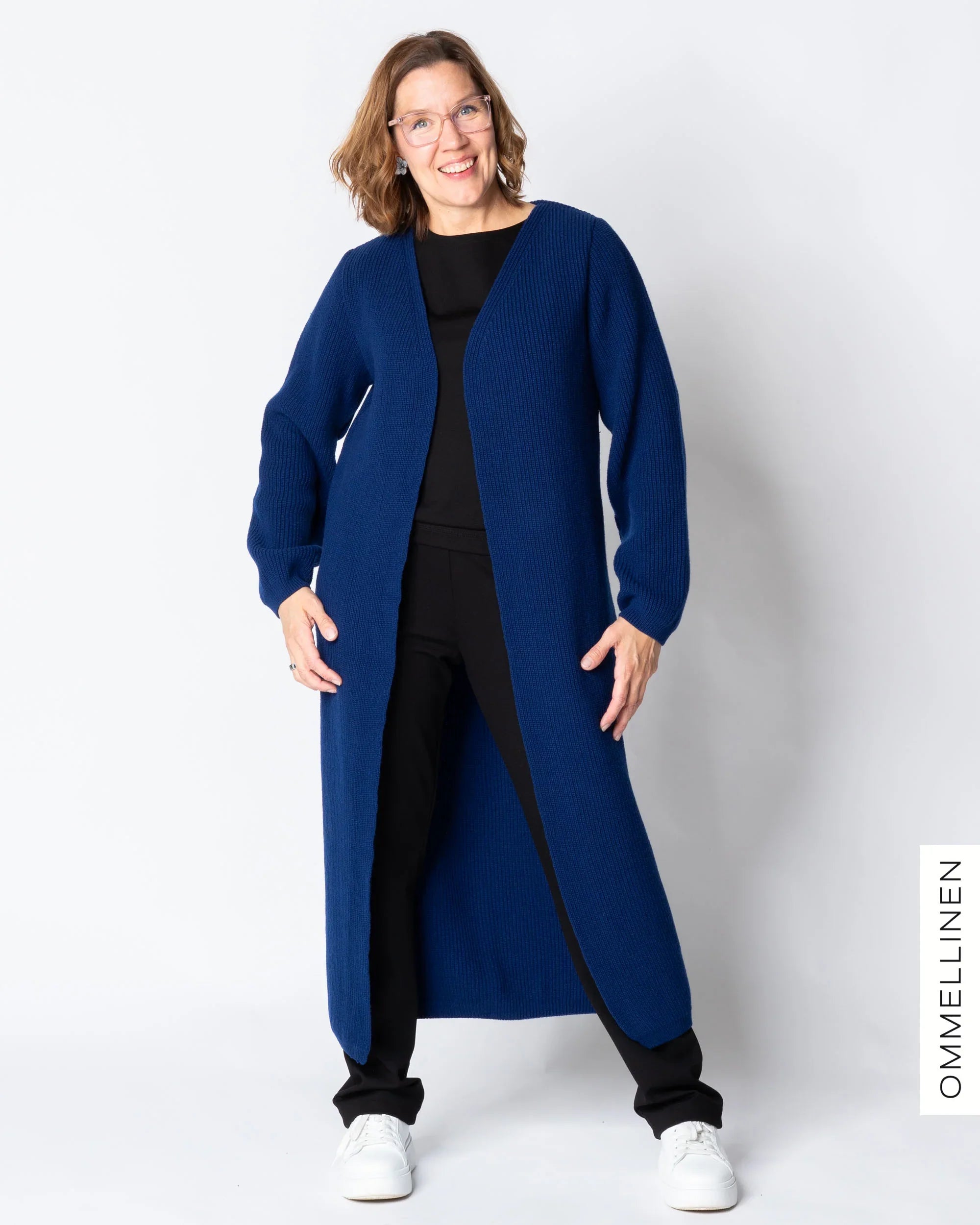 MAXI cardigan - merino wool, blue