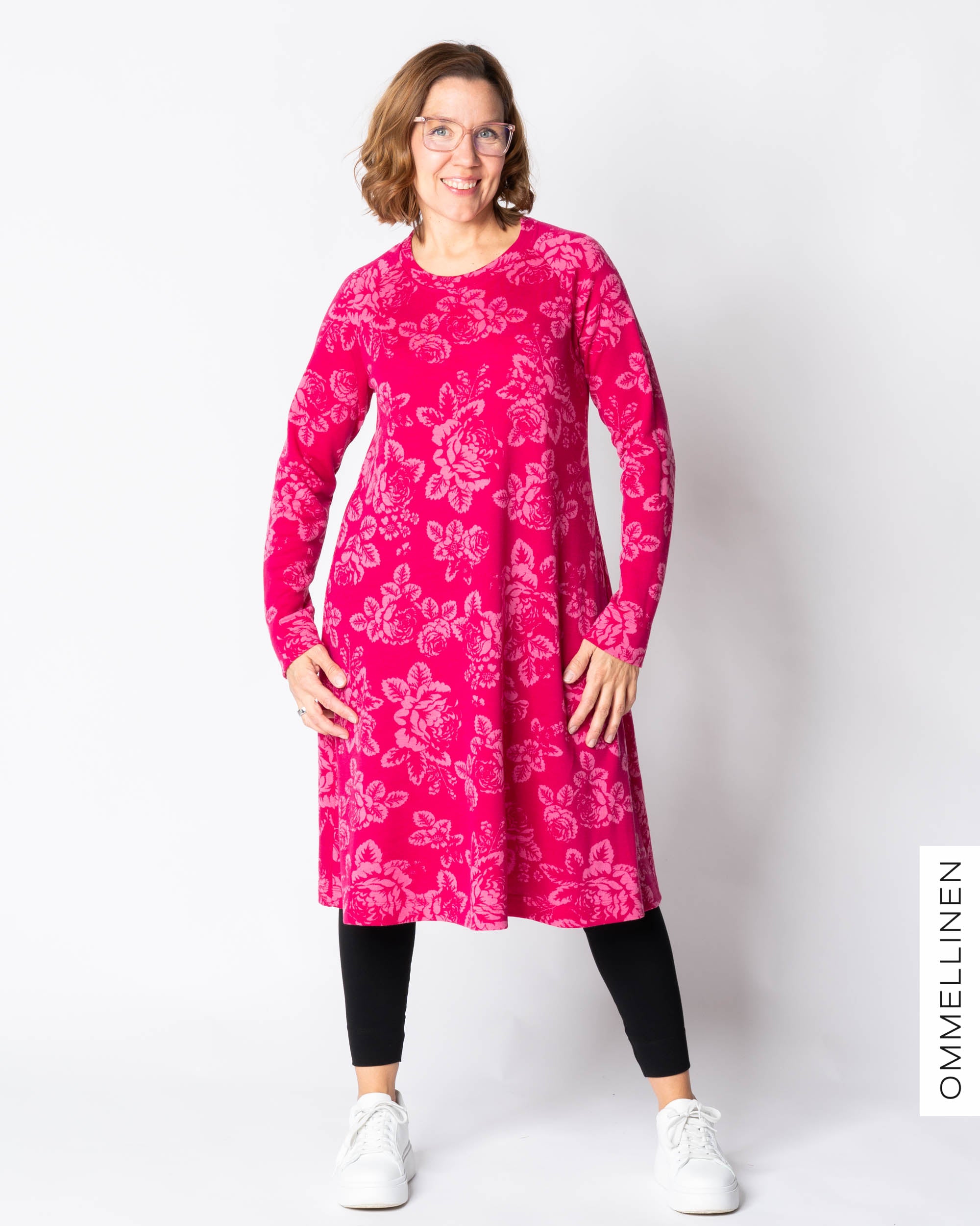 MERINO dress, Babushka Roses - pink