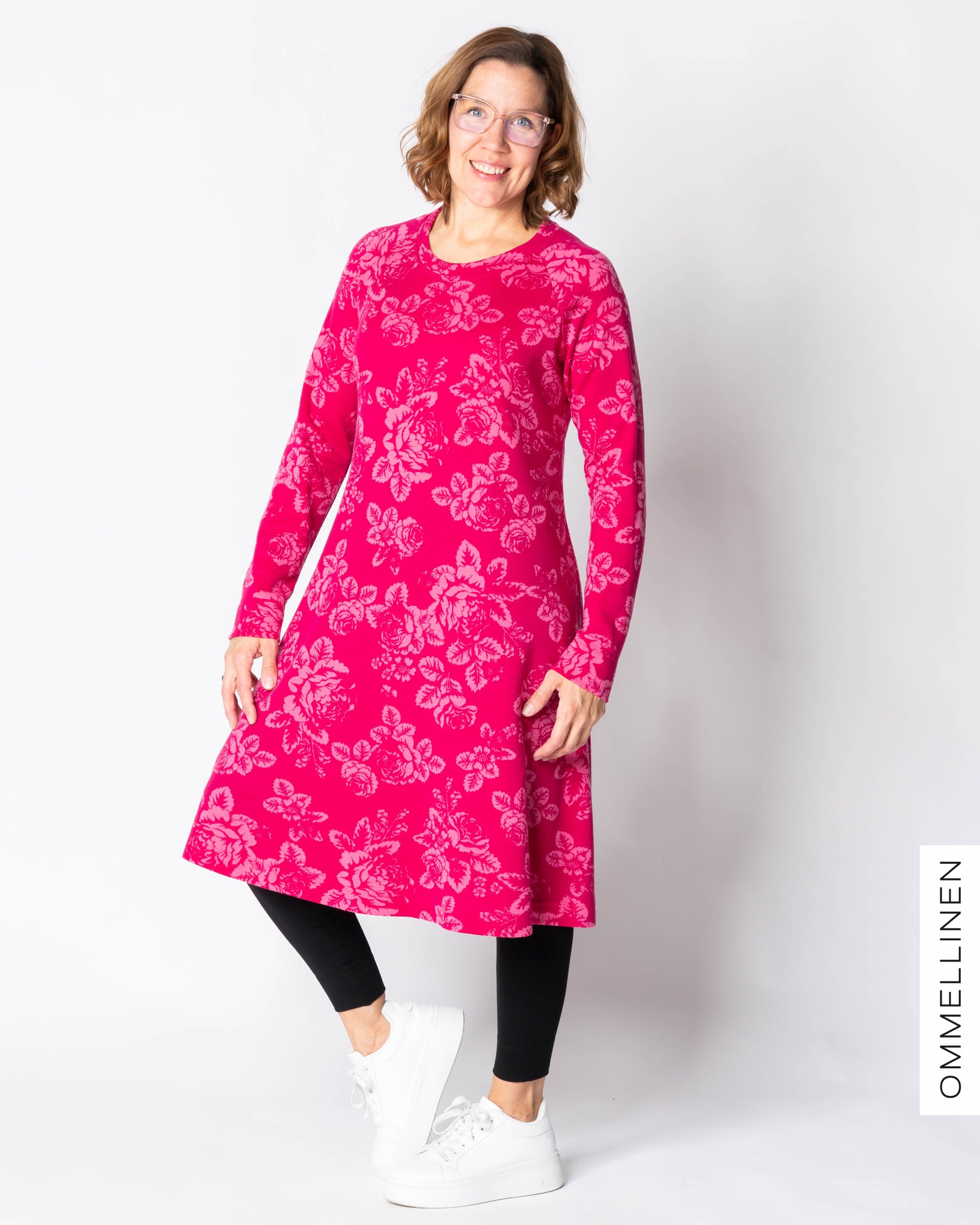MERINO dress, Babushka Roses - pink