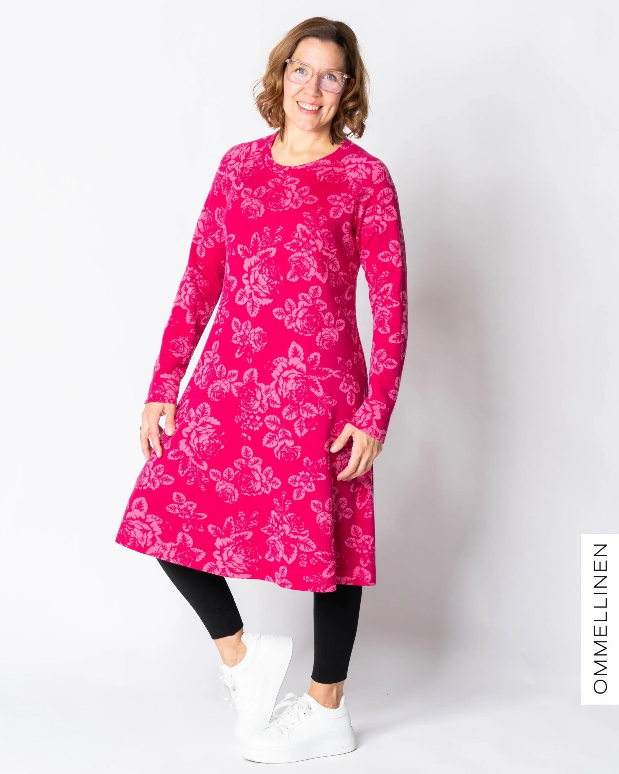MERINO dress, Babushka Roses - pink