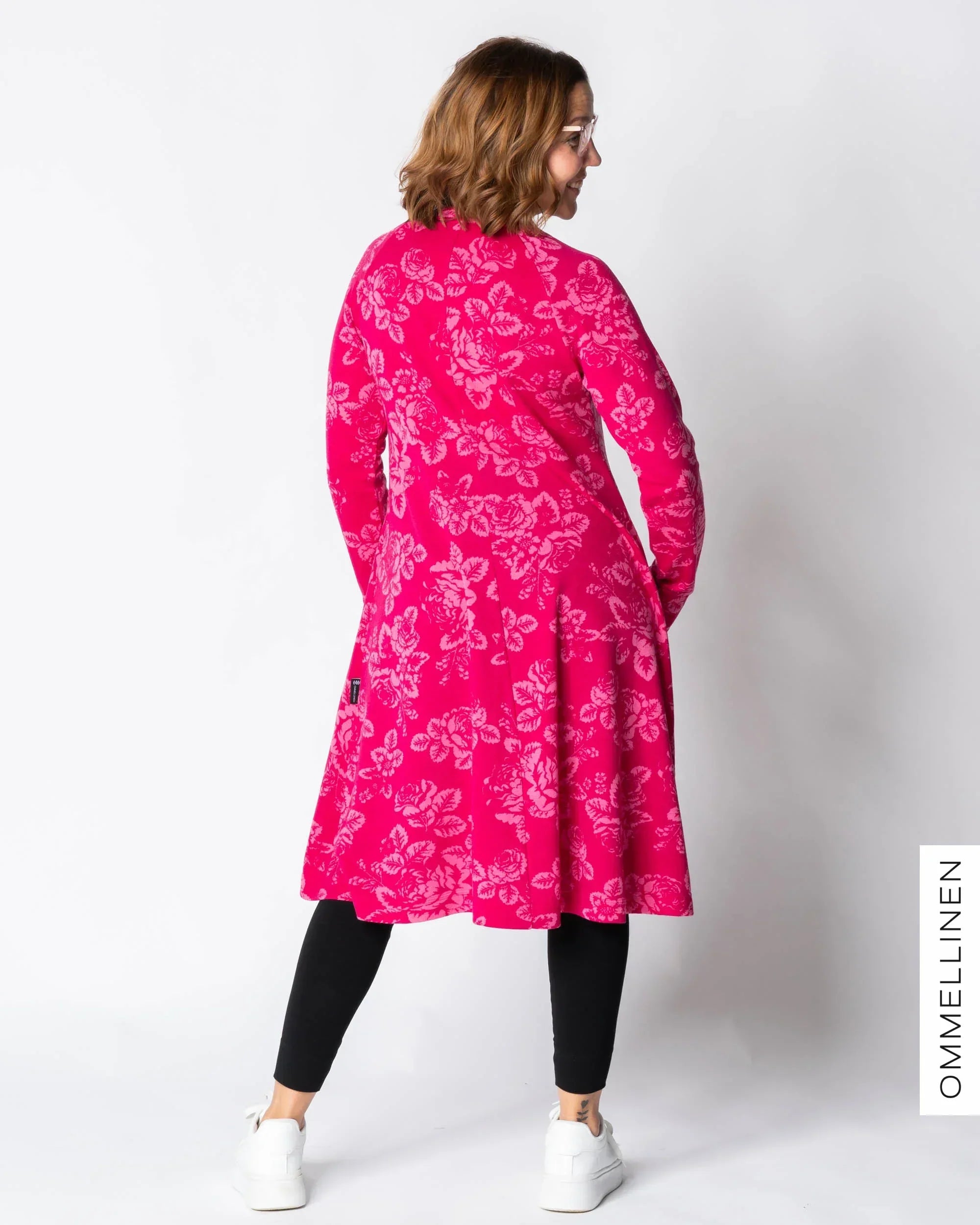 MERINO dress, Babushka Roses - pink