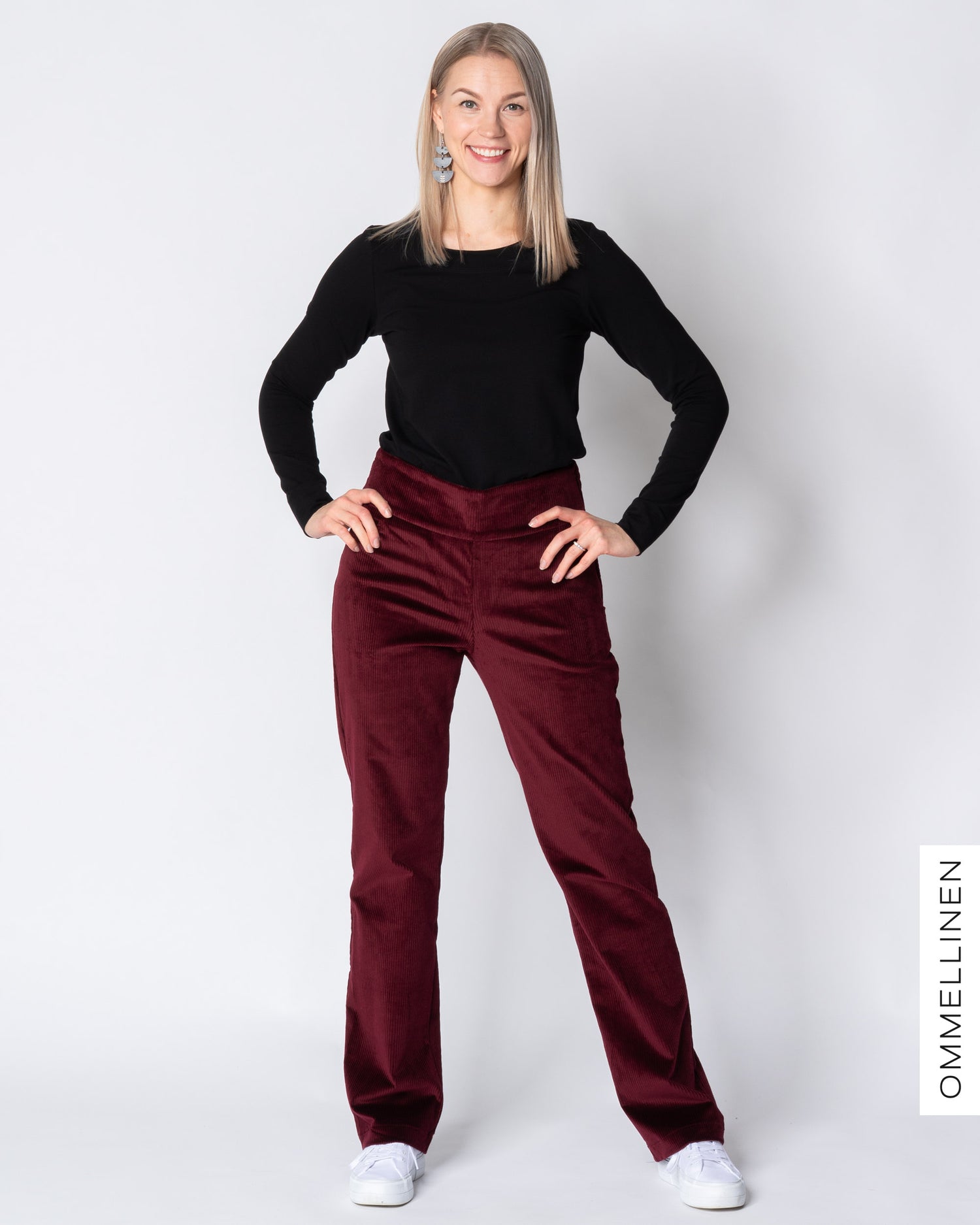 POCKET corduroy pants - LONG LENGTH, burgundy