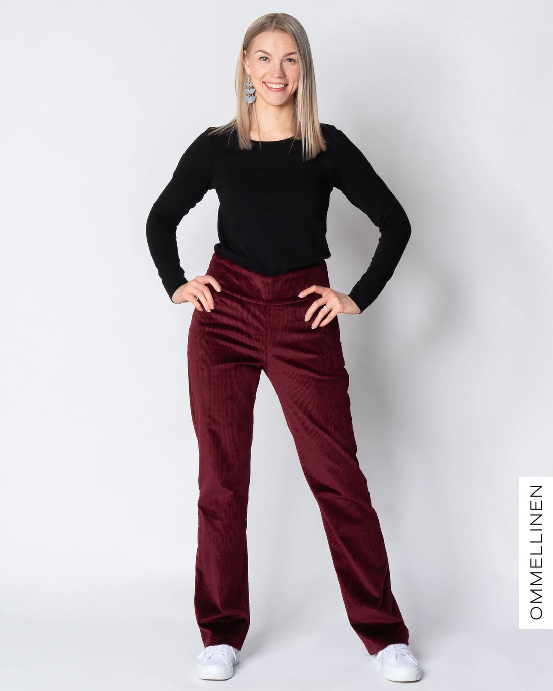 POCKET corduroy pants - LONG LENGTH, burgundy