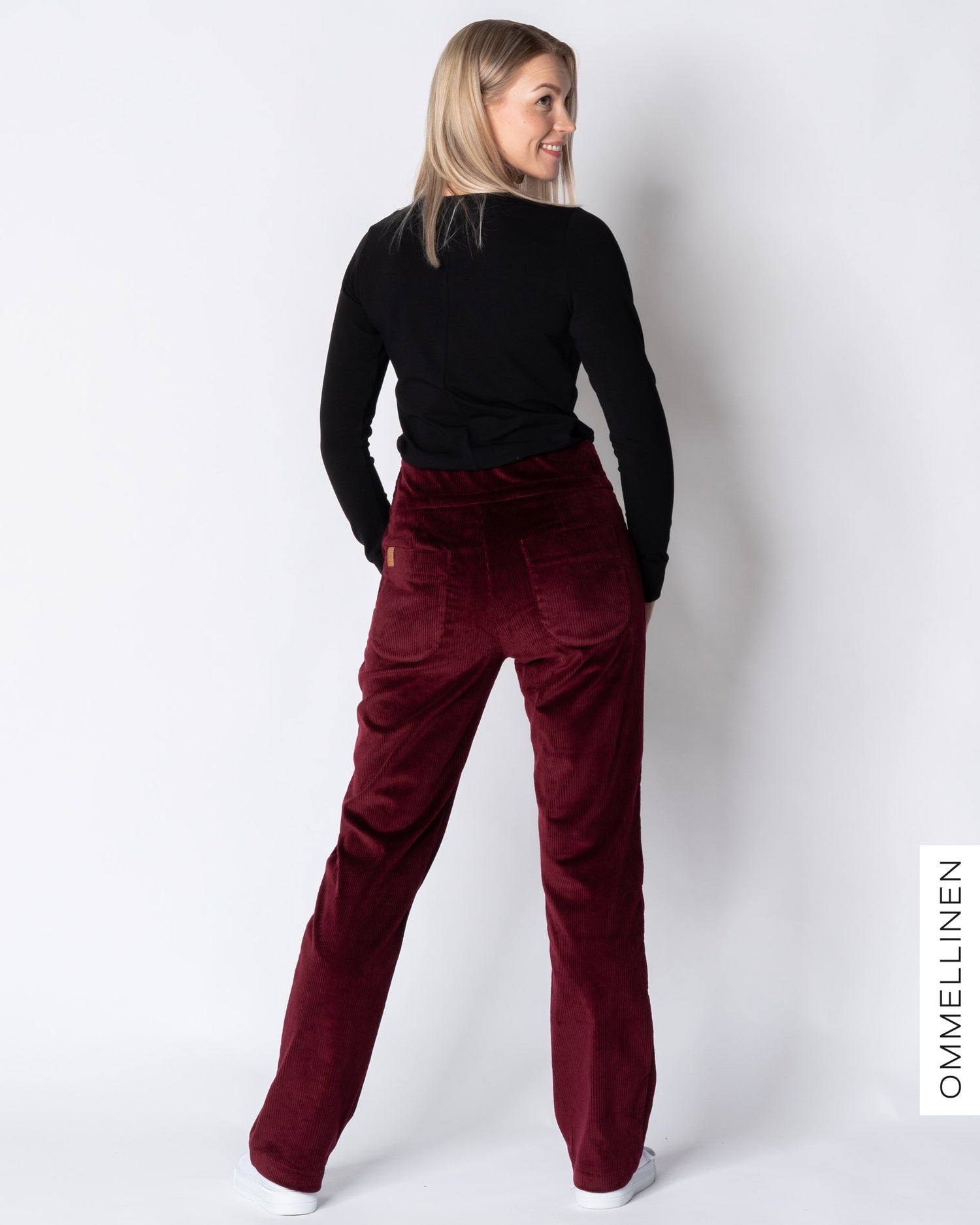 POCKET corduroy pants - LONG LENGTH, burgundy