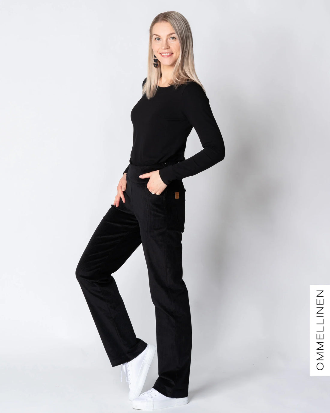 POCKET corduroy pants - LONG LENGTH, black