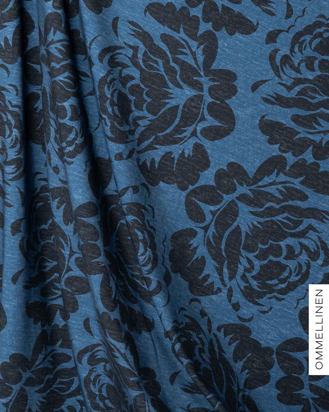 French terry, Babushka Roses Giant - blue/black