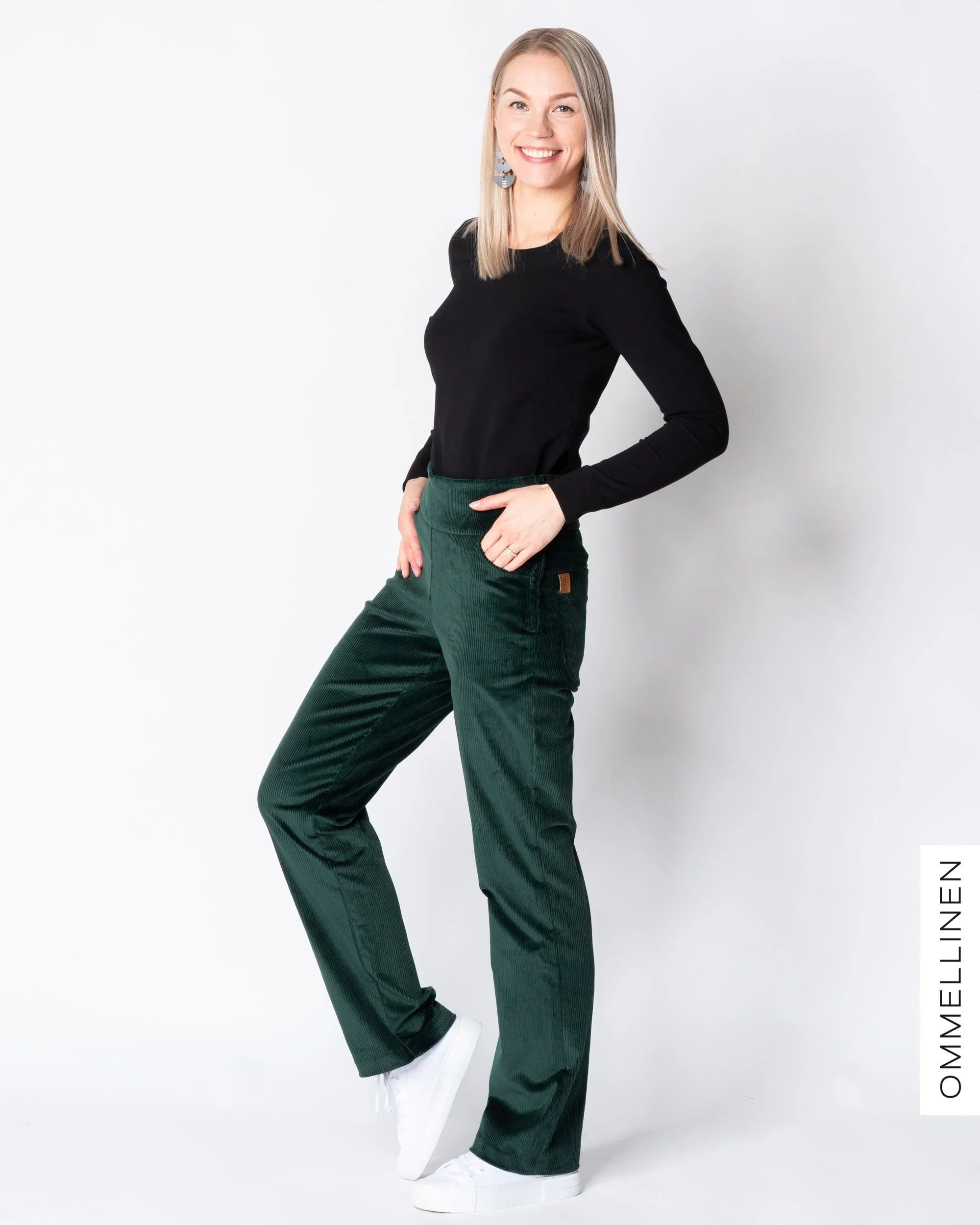 POCKET corduroy pants - NORMAL LENGTH, green